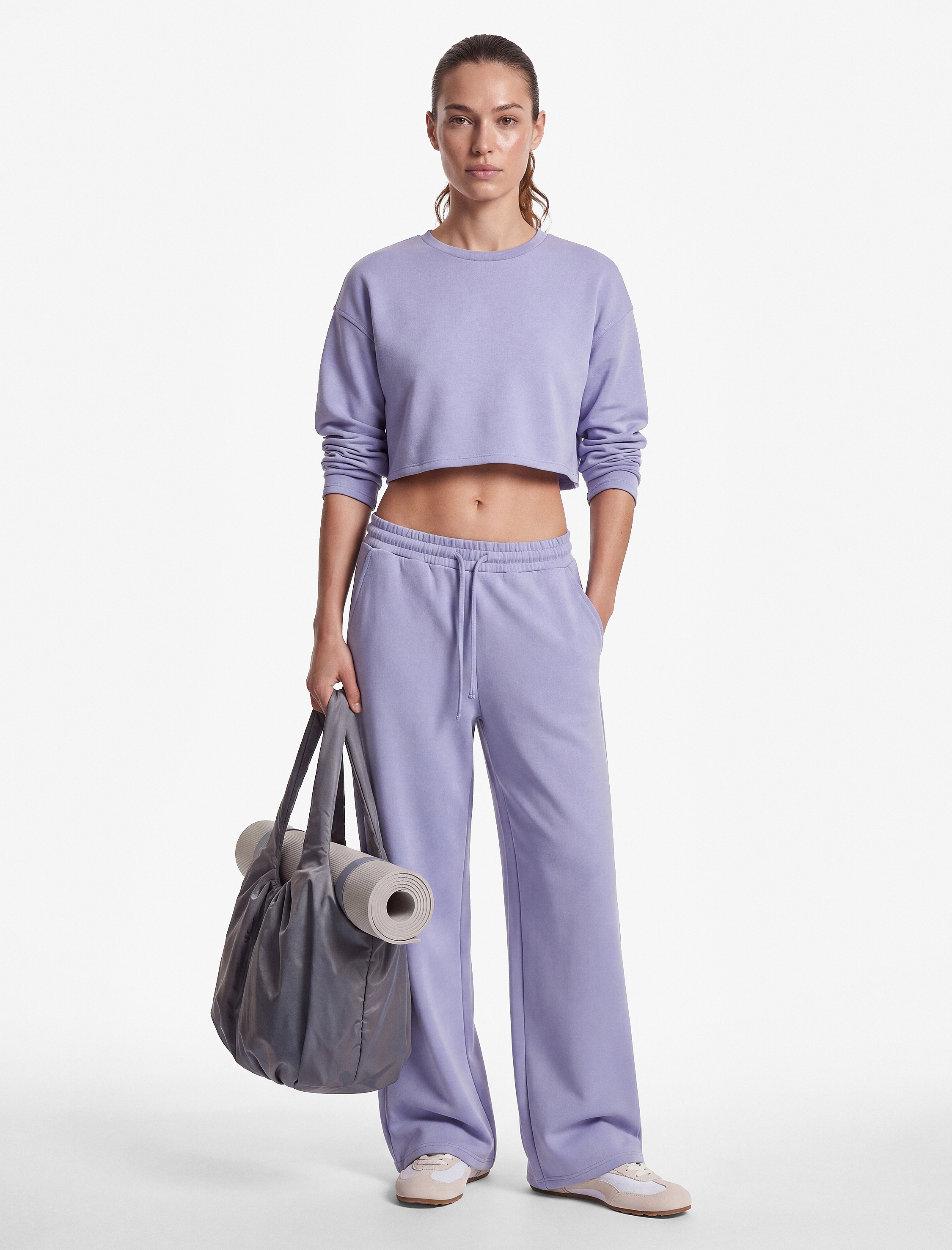 Koton Uzun Kollu Bisiklet Yaka Spor Crop Sweatshirt