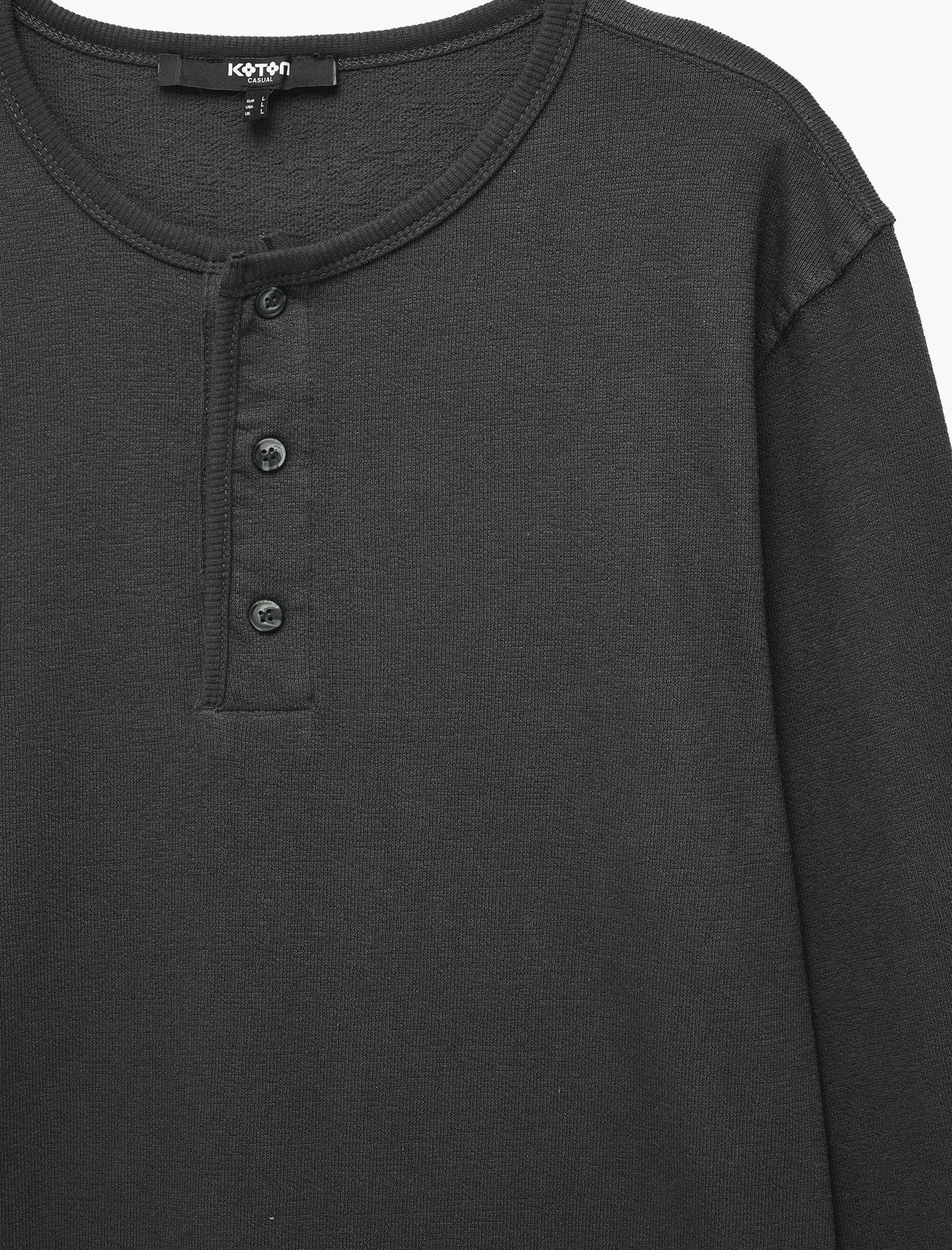 Koton Uzun Kollu Pamuklu Düğmeli Henley Yaka Sweatshirt görsel 8