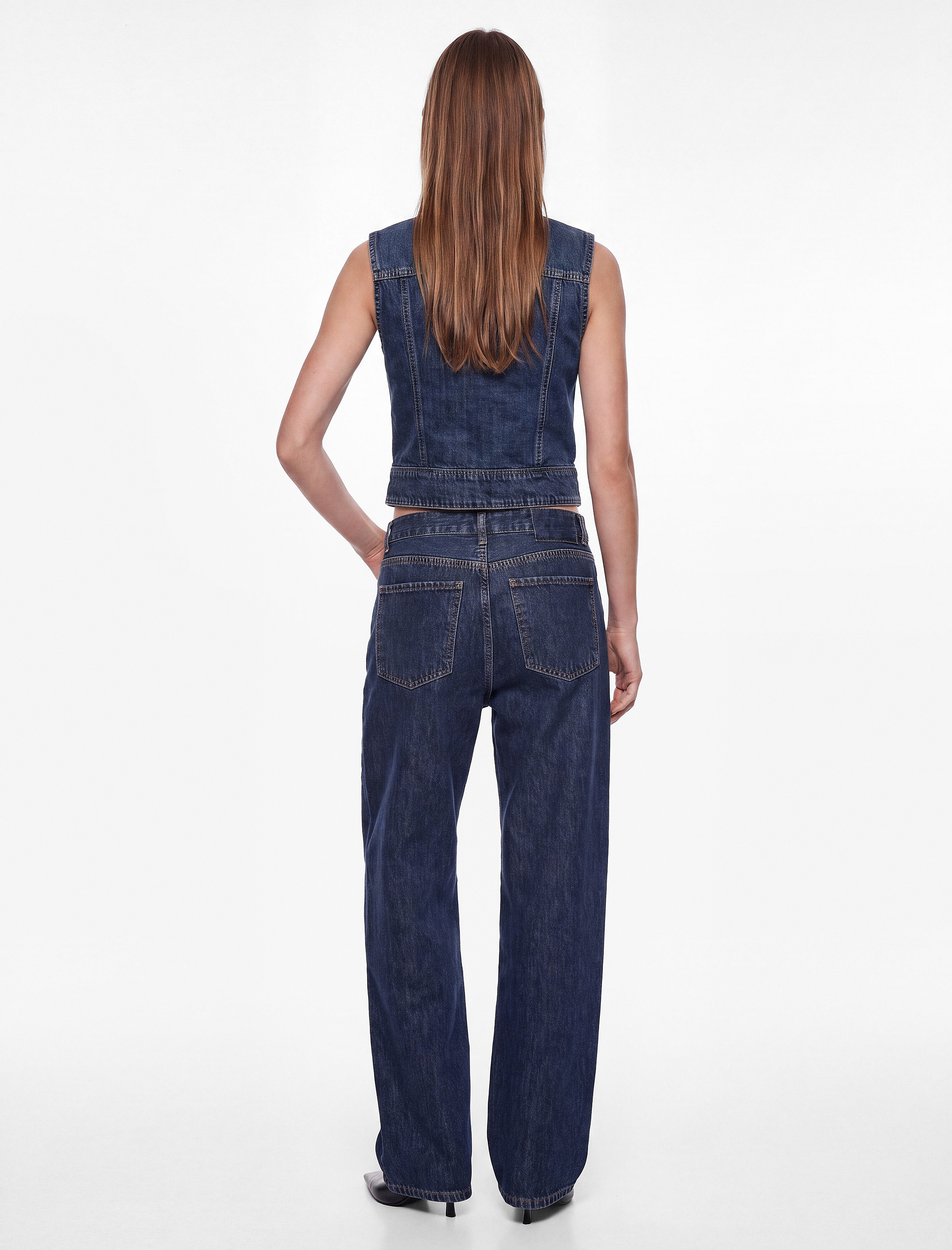   Cepli Düğmeli Normal Bel Düz Paça Denim Pantolon - Straight Fit Jeans