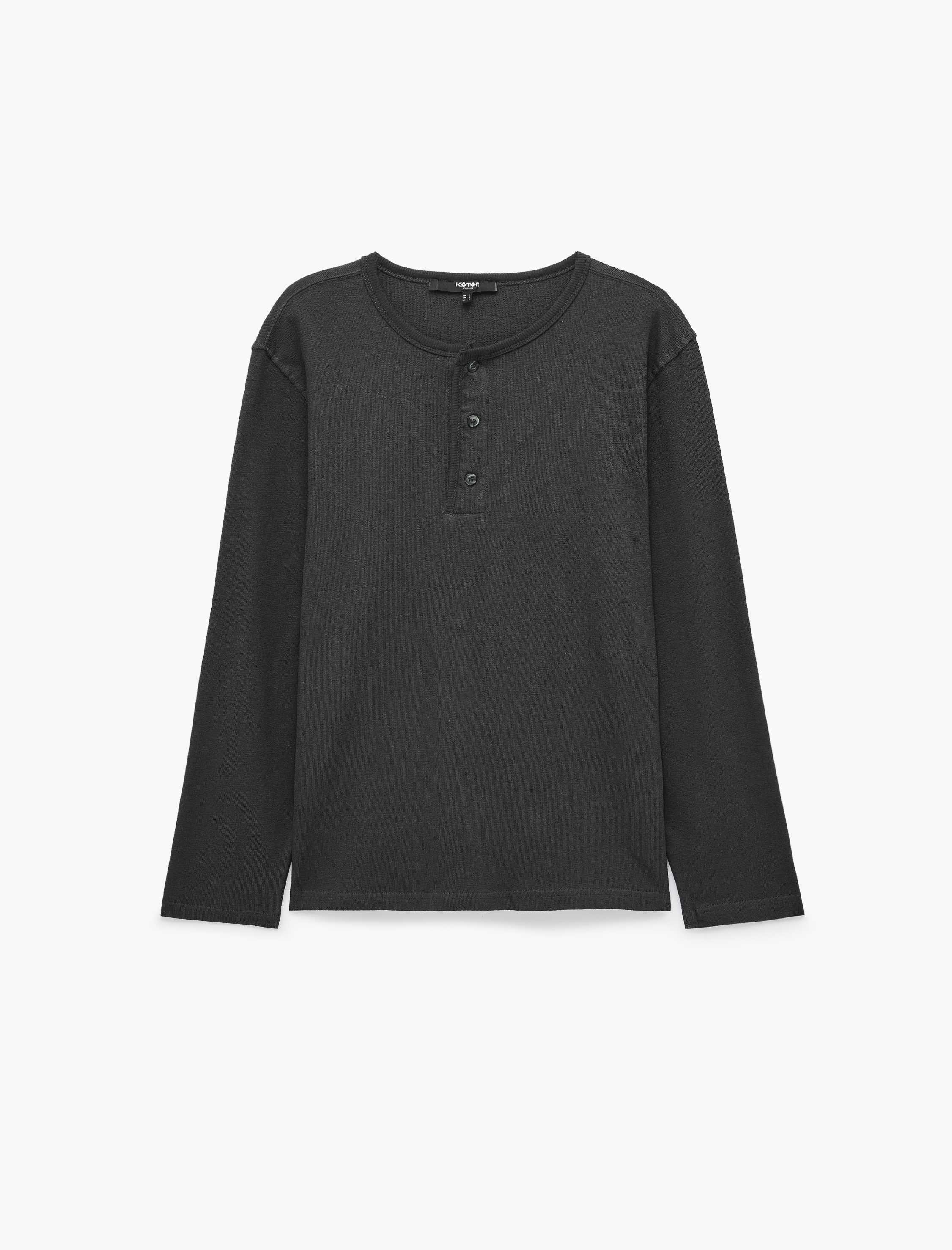 Koton Uzun Kollu Pamuklu Düğmeli Henley Yaka Sweatshirt görsel 6