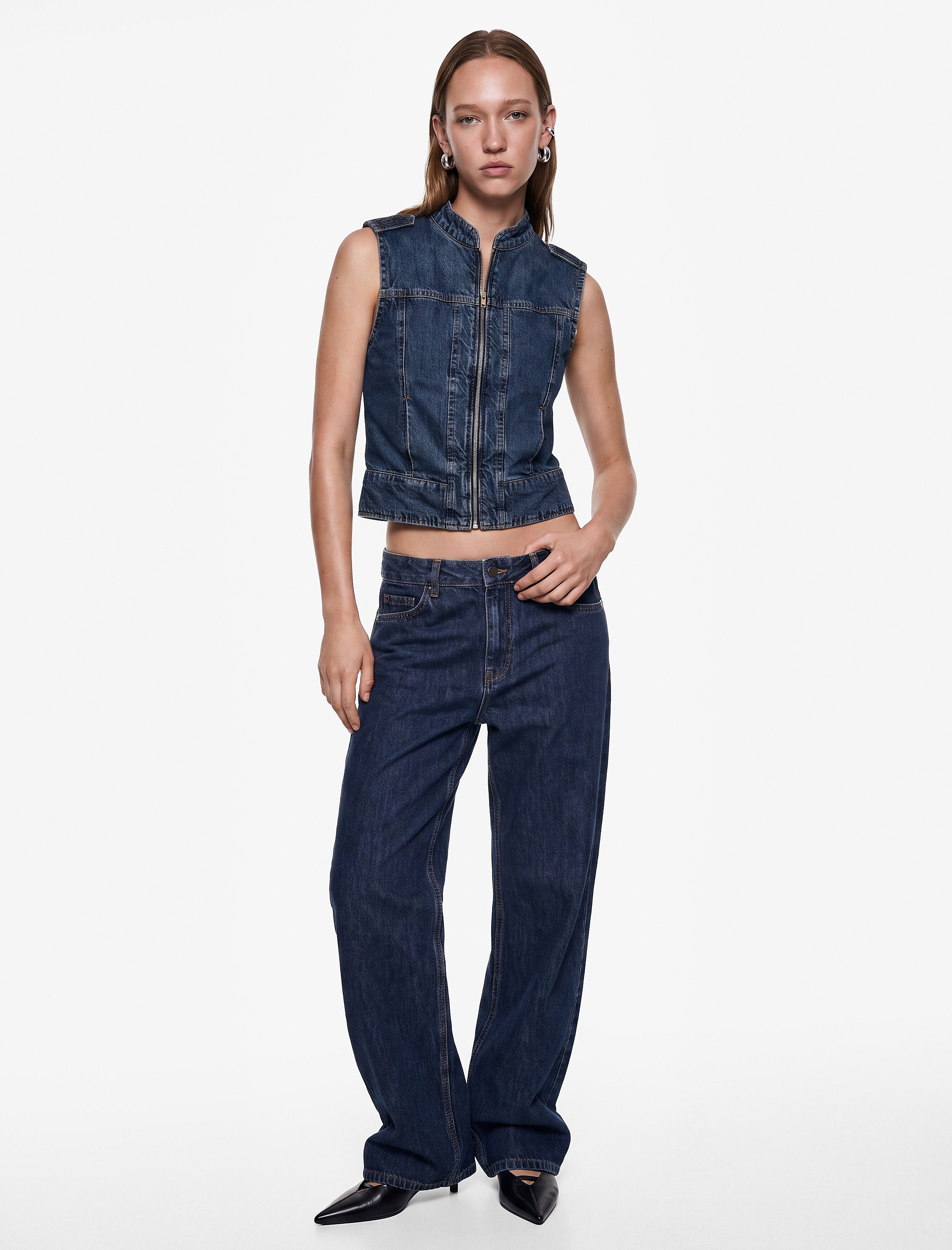   Cepli Düğmeli Normal Bel Düz Paça Denim Pantolon - Straight Fit Jeans