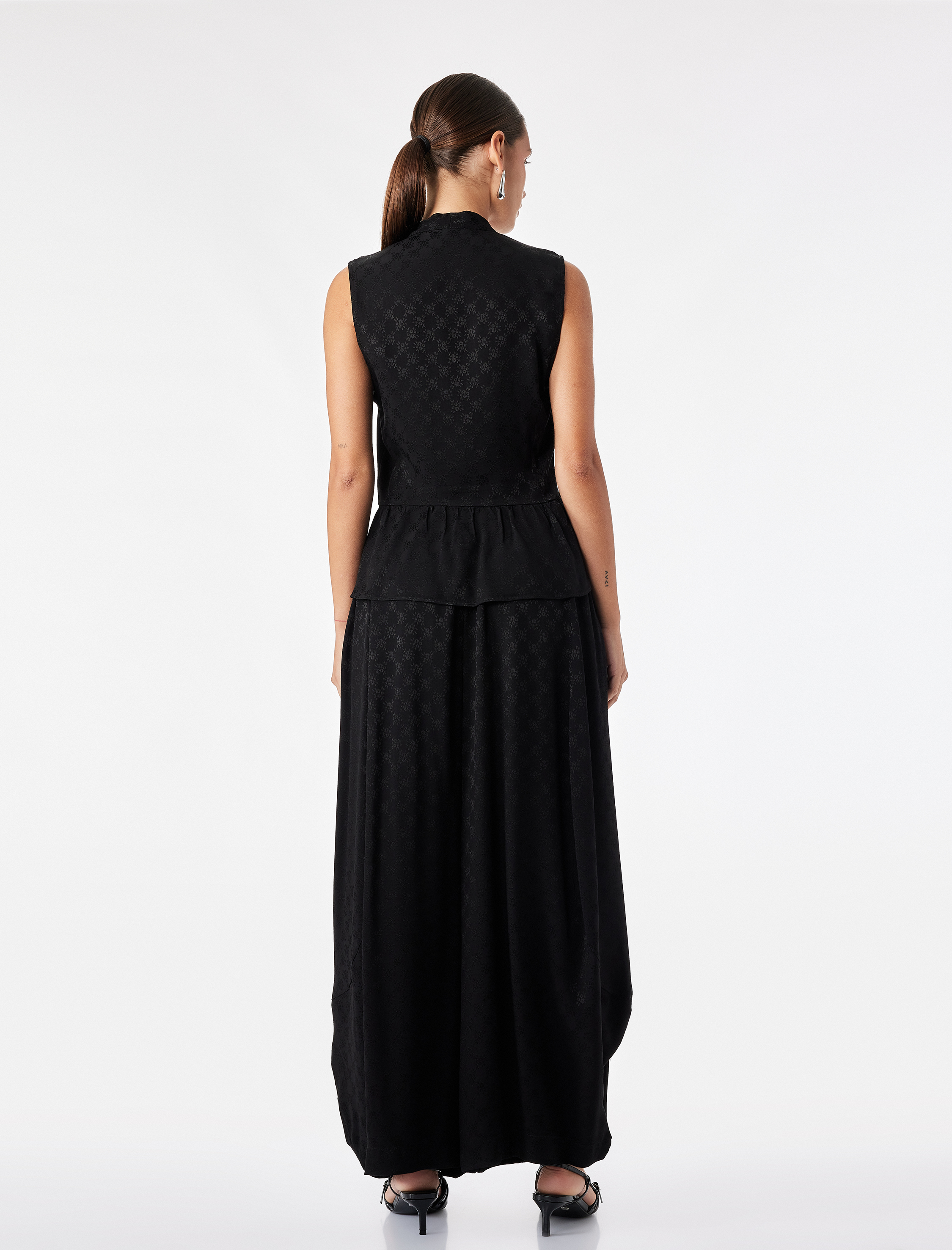   Cepli Bol Kesim Floral Dokulu Şalvar Pantolon