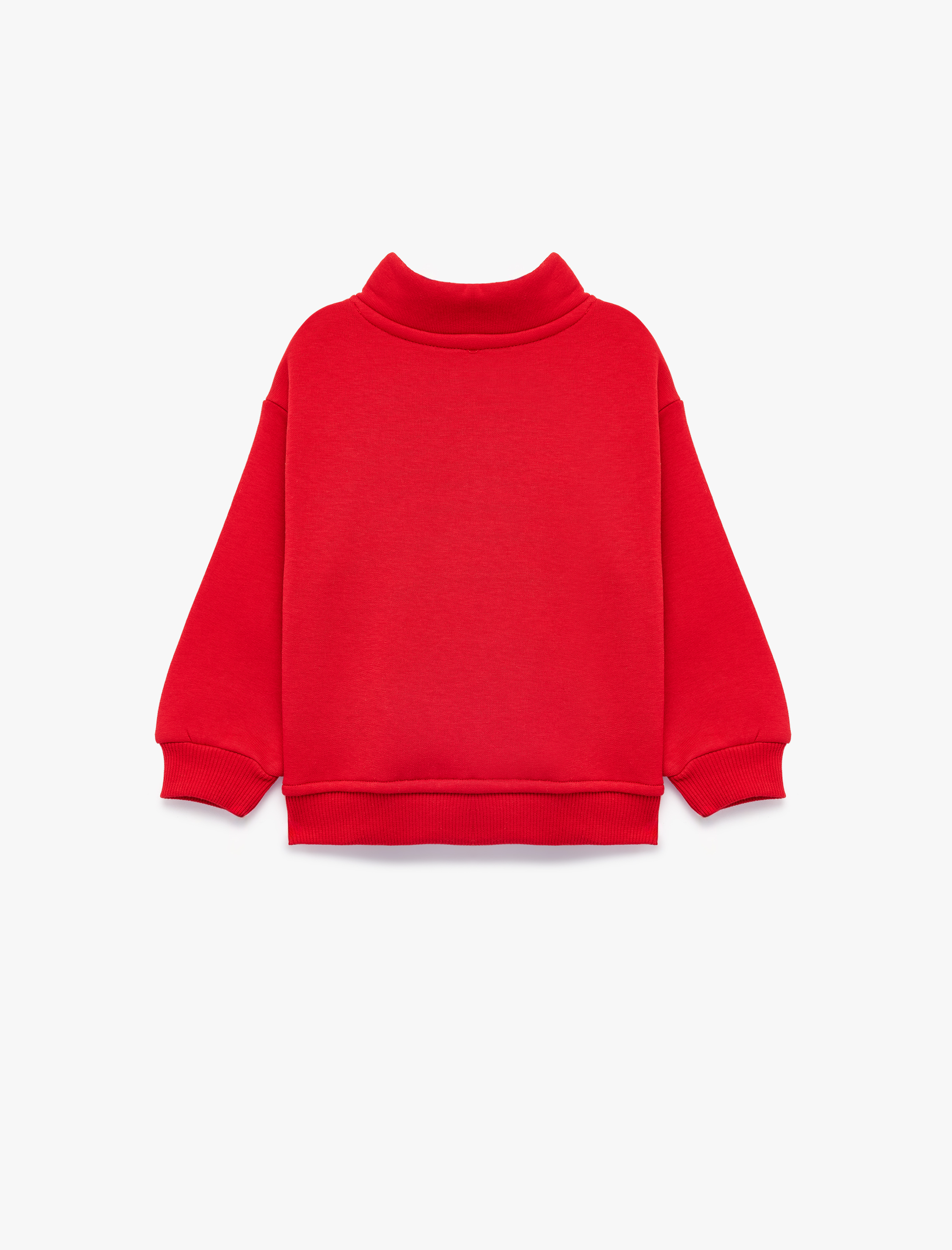  Kız Bebek Fiyonk Baskı Detaylı Şardonlu Uzun Kollu Fermuarlı Yaka Sweatshirt