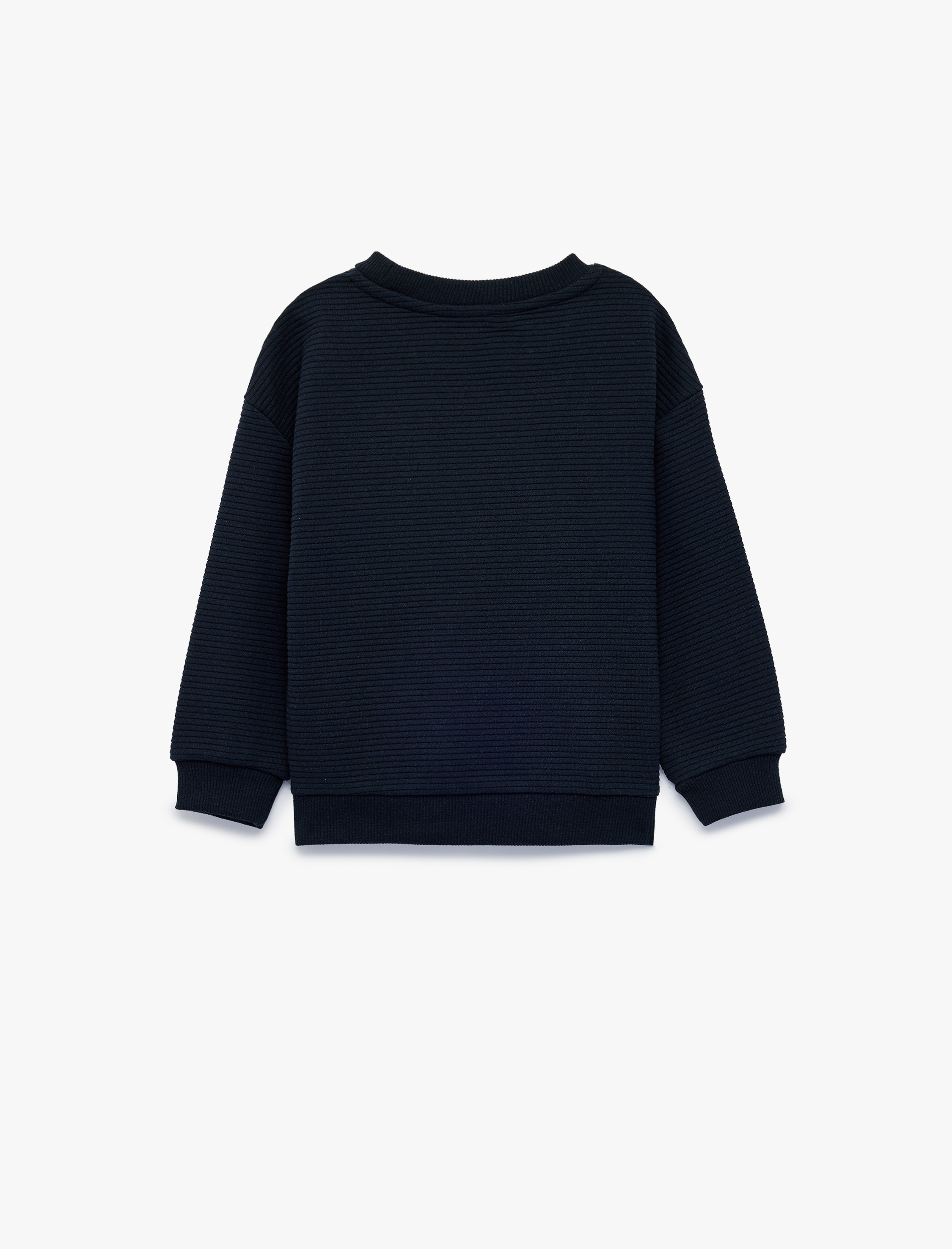 Erkek Bebek Nakış Detaylı Uzun Kollu Bisiklet Yaka Oversize Sweatshirt