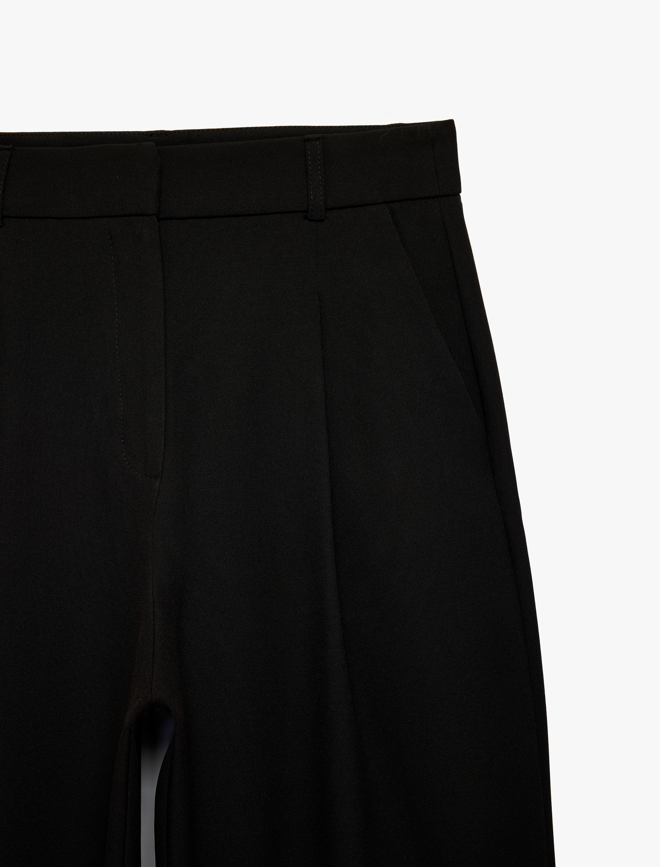   Yüksek Bel Cepli Regular Fit Geniş Paça Kumaş Pantolon