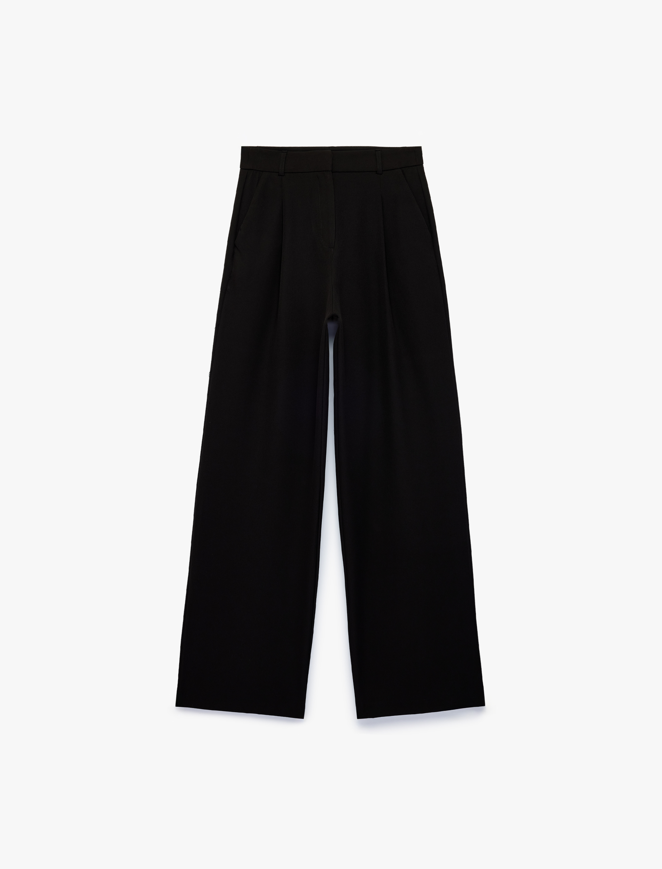   Yüksek Bel Cepli Regular Fit Geniş Paça Kumaş Pantolon