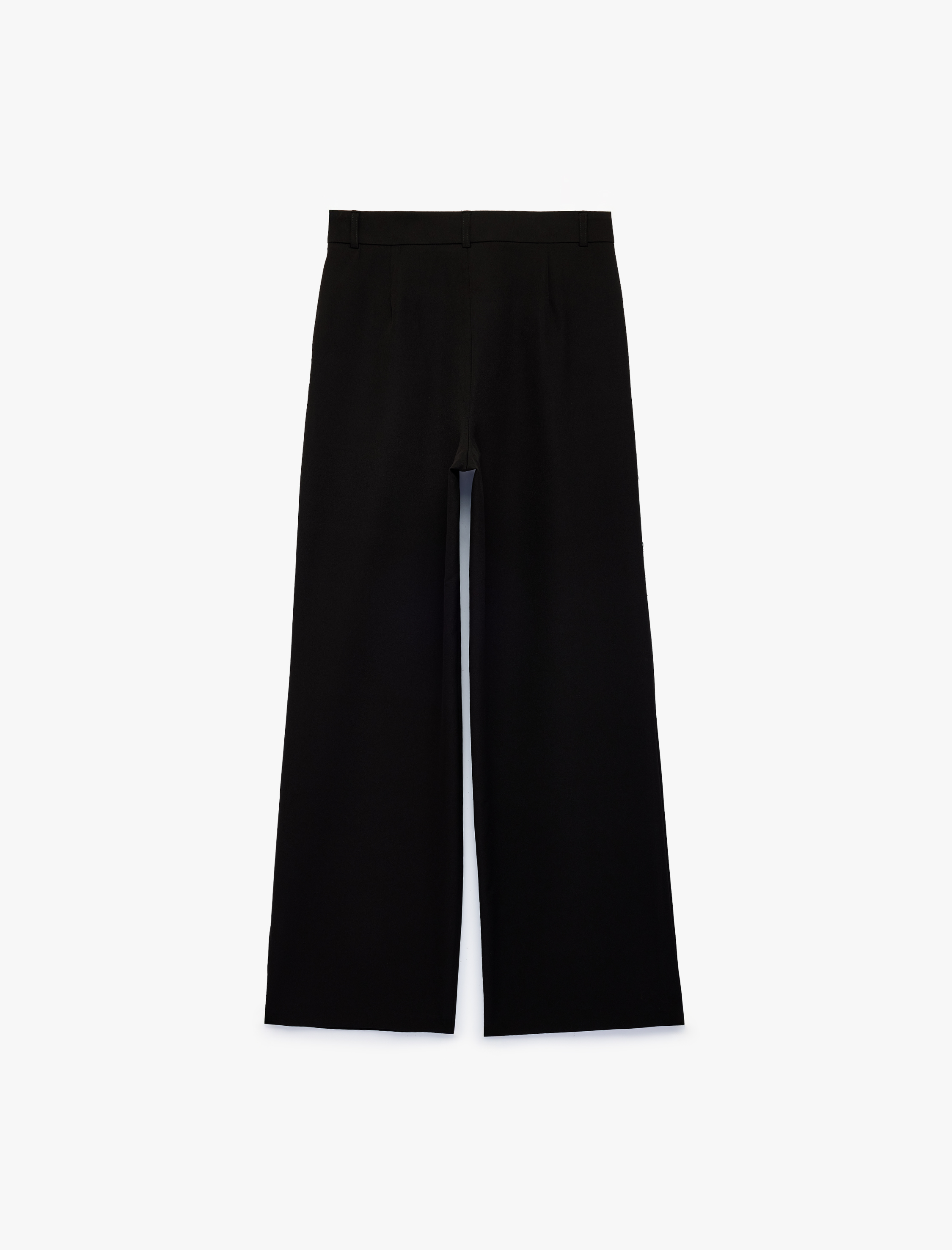   Yüksek Bel Cepli Regular Fit Geniş Paça Kumaş Pantolon