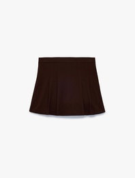 Normal Bel Mini Pileli Şort Etek