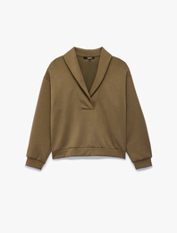 Devrik V yaka Uzun Kollu Modal Sweatshirt