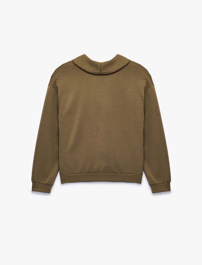  Devrik V yaka Uzun Kollu Modal Sweatshirt