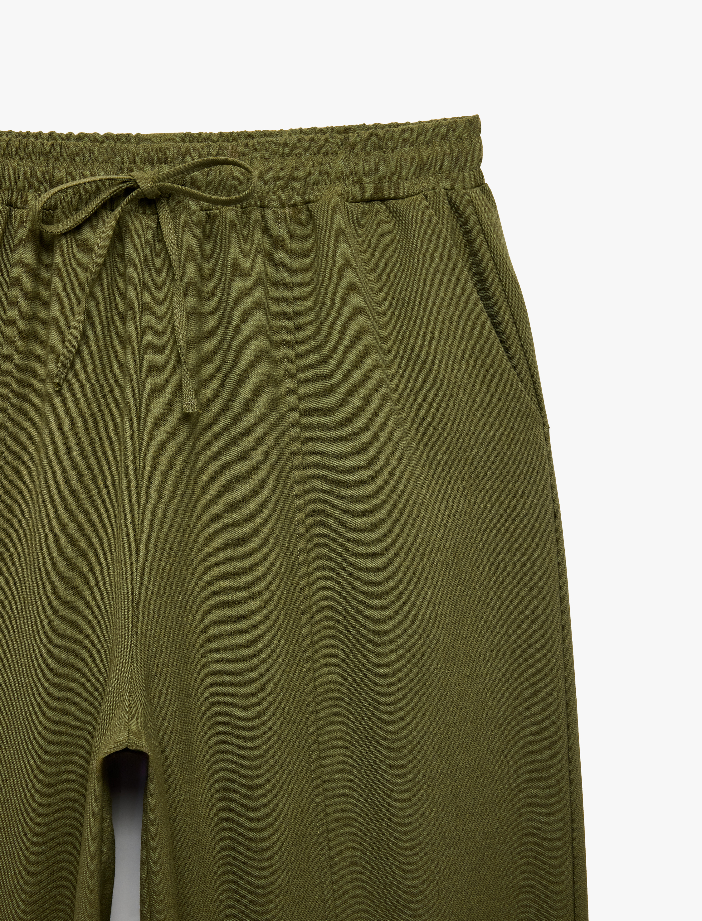   Beli Bağcıklı Cepli Bol Kesim Balon Fit Normal Paça Barrel Pantolon