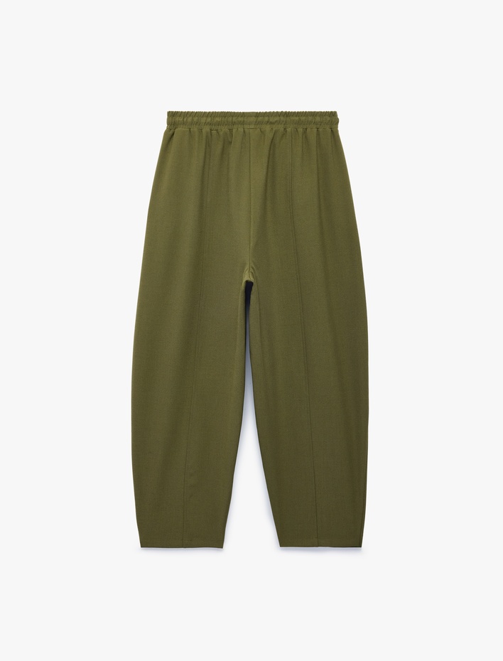  Beli Bağcıklı Cepli Bol Kesim Balon Fit Normal Paça Barrel Pantolon