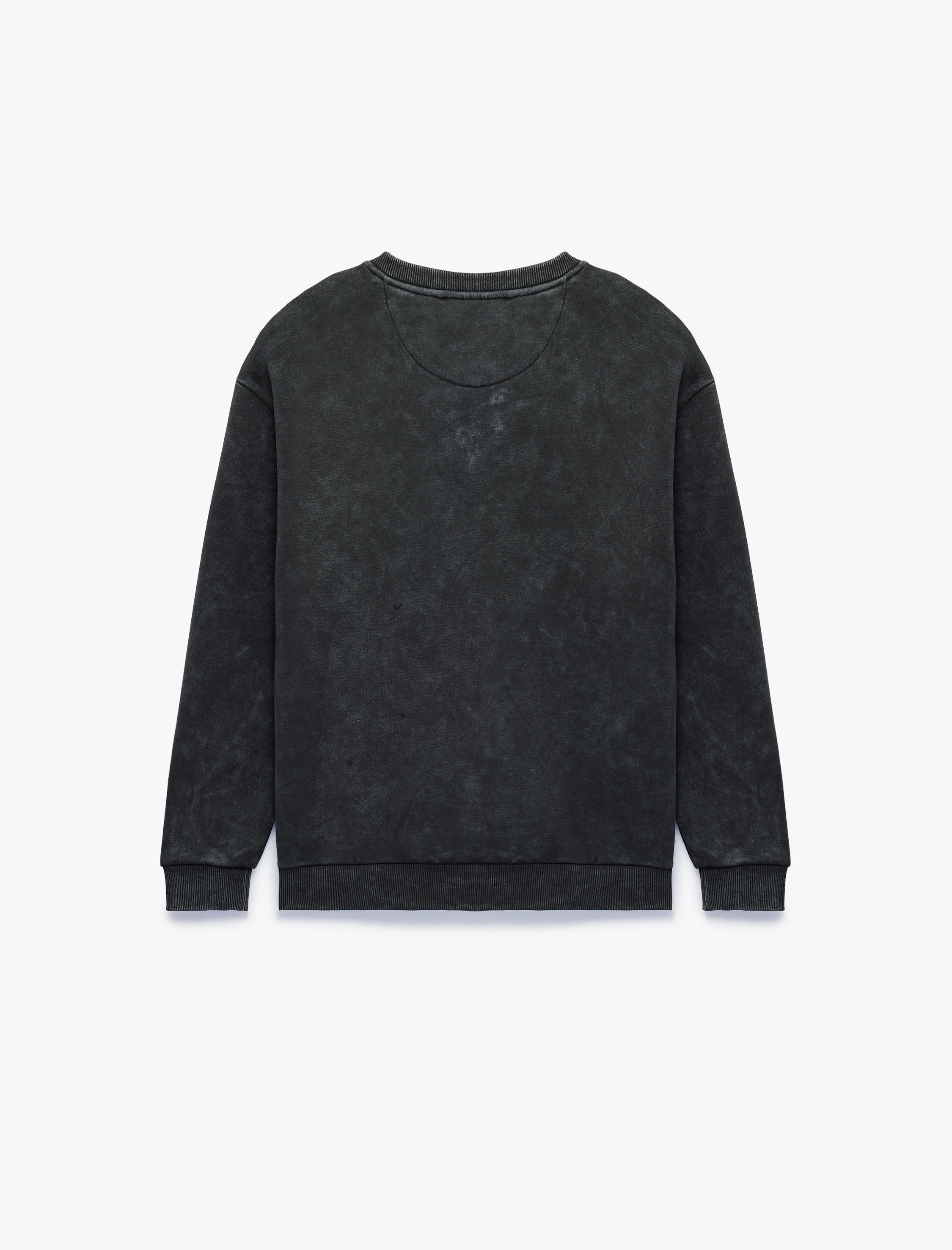   Üç İplik Şardonlu Yıkamalı Bisiklet Yaka Oversize Baskılı Sweatshirt