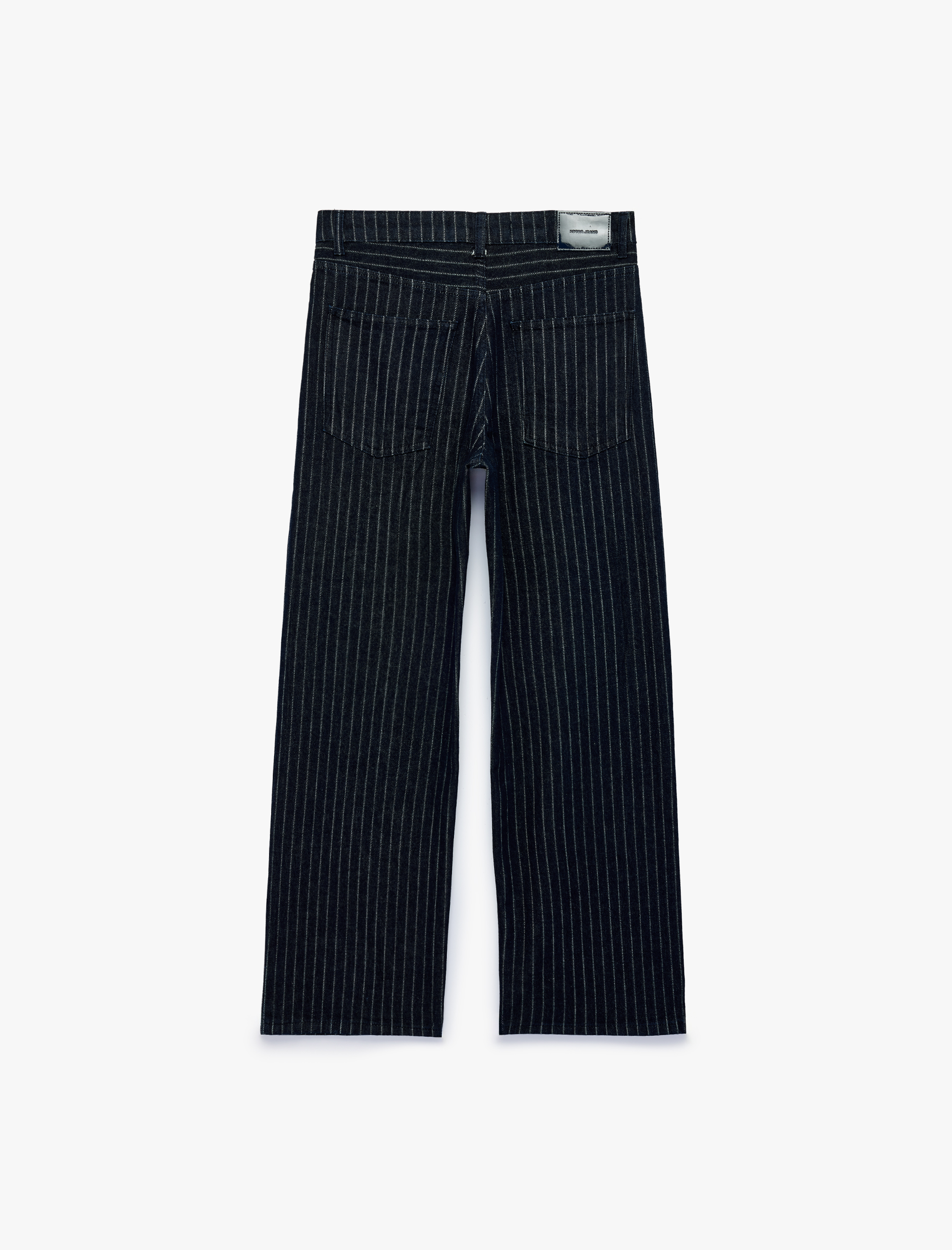   Normal Bel Beş Cepli Düz Paça Pamuklu Baggy Kesim Çizgili Denim Pantolon - Baggy Jeans