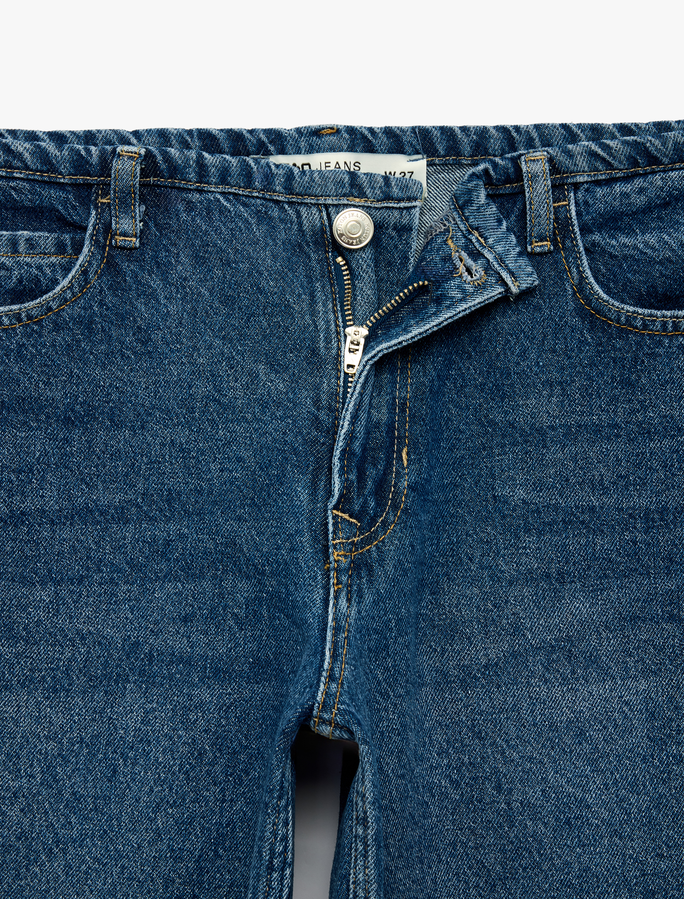   Pamuklu Fermuarlı Düşük Bel Düğmeli Baggy Denim Pantolon - Baggy Jeans