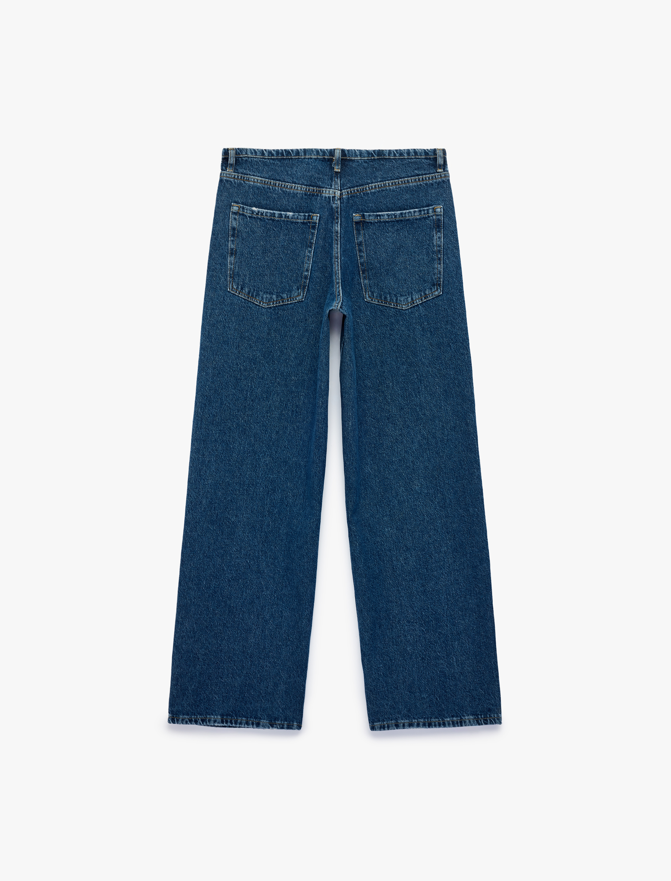   Pamuklu Fermuarlı Düşük Bel Düğmeli Baggy Denim Pantolon - Baggy Jeans