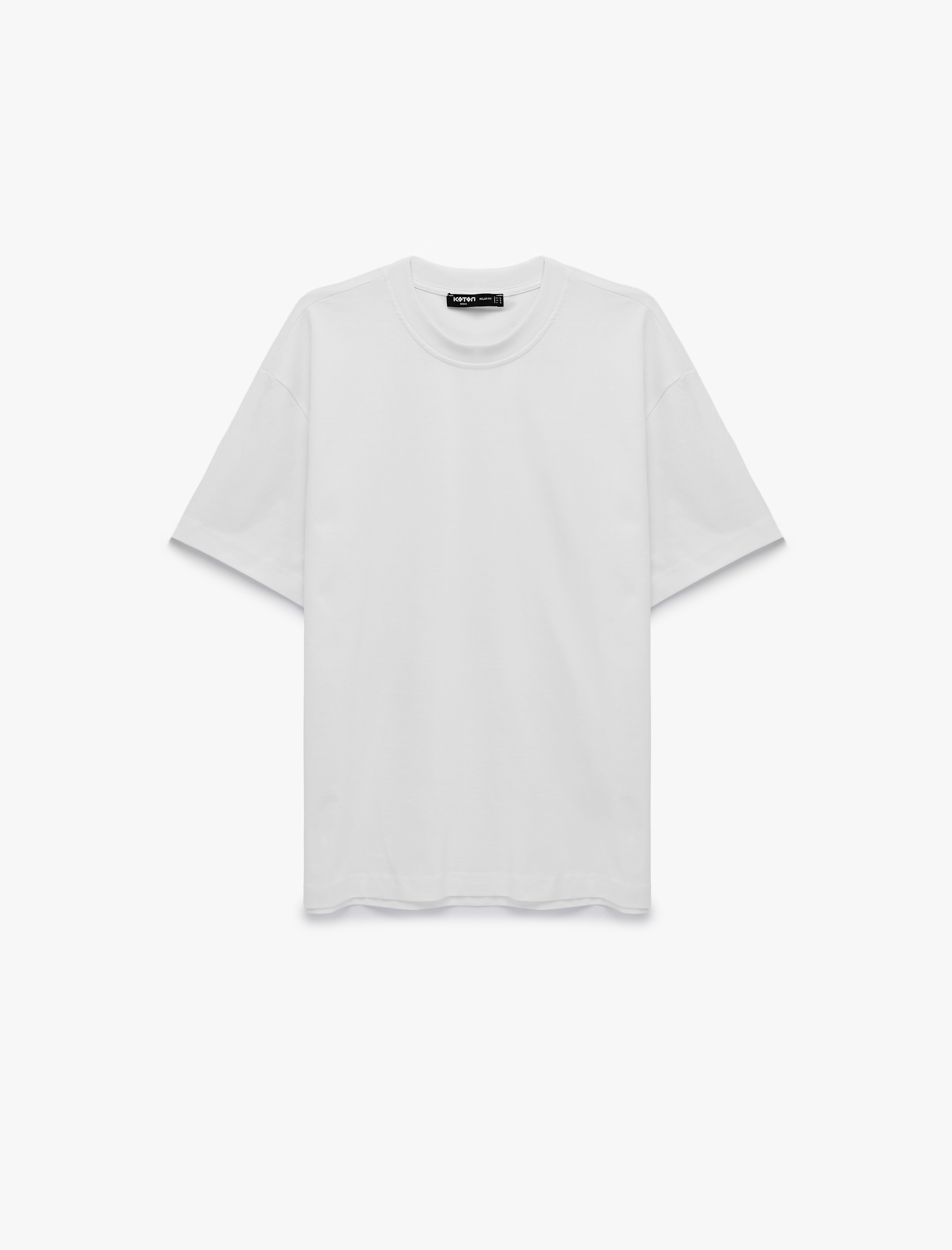   Kısa Kollu Bisiklet Yaka Pamuklu Basic Oversize Tişört