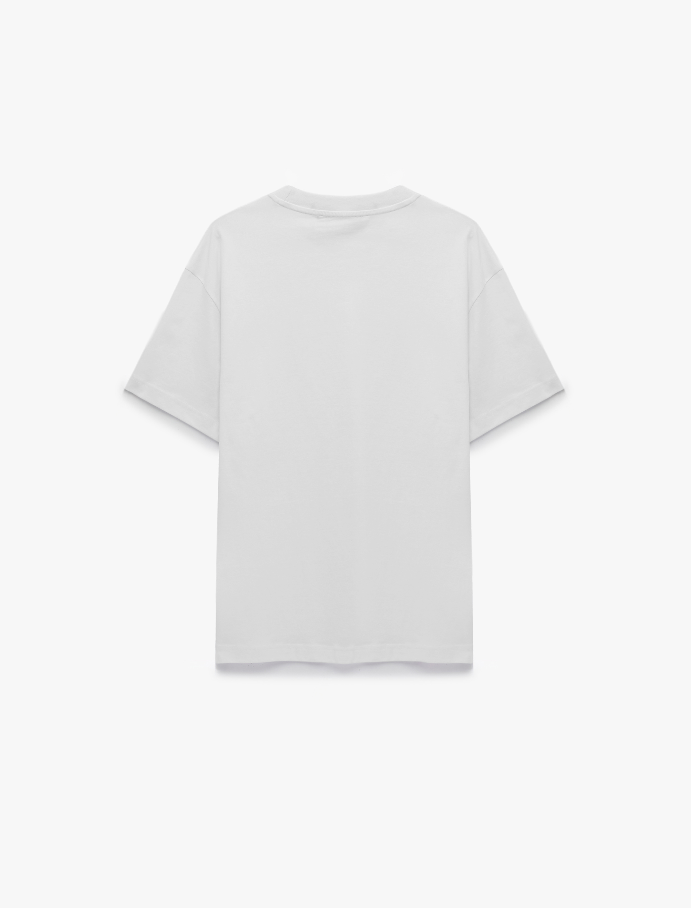   Kısa Kollu Bisiklet Yaka Pamuklu Basic Oversize Tişört