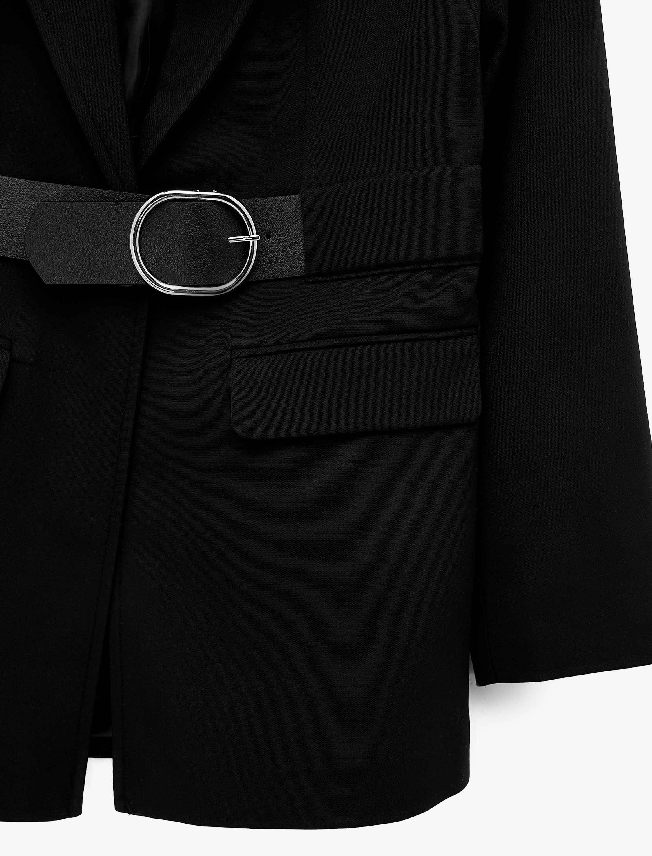 Koton Kemer Detaylı Geniş Yaka Uzun Kollu Blazer Ceket görsel 8