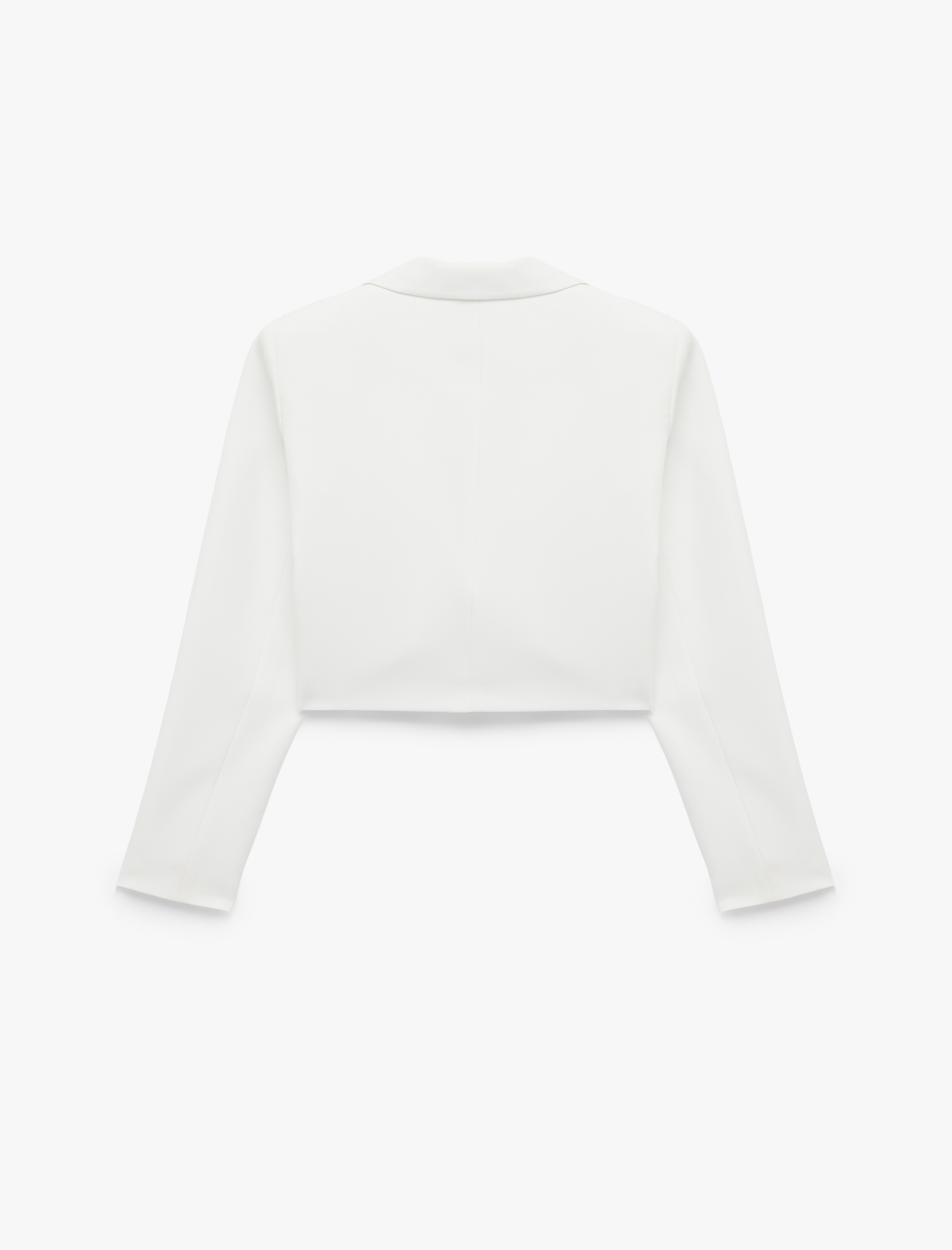   Uzun Kollu Geniş Yaka Düğmeli Crop Blazer Ceket