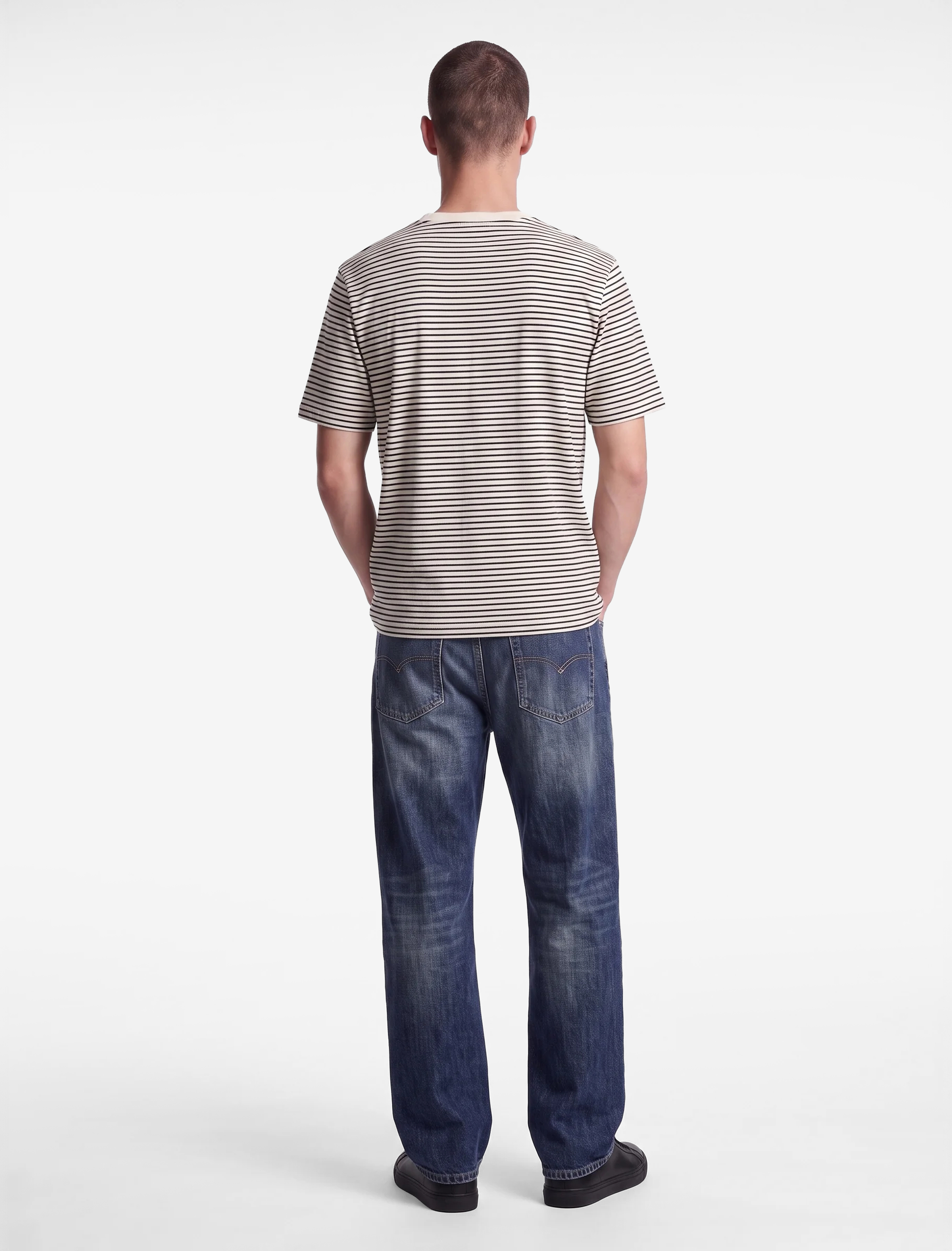 Koton Slim Fit Kısa Kollu Bisiklet Yaka Çizgili Tişört görsel 3