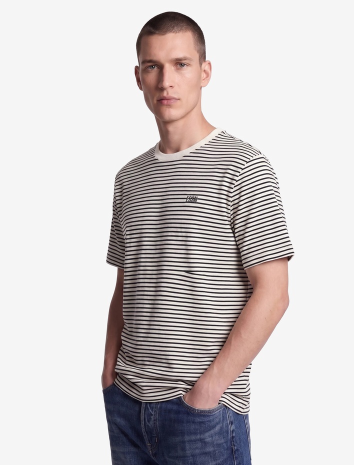  Slim Fit Kısa Kollu Bisiklet Yaka Çizgili Tişört