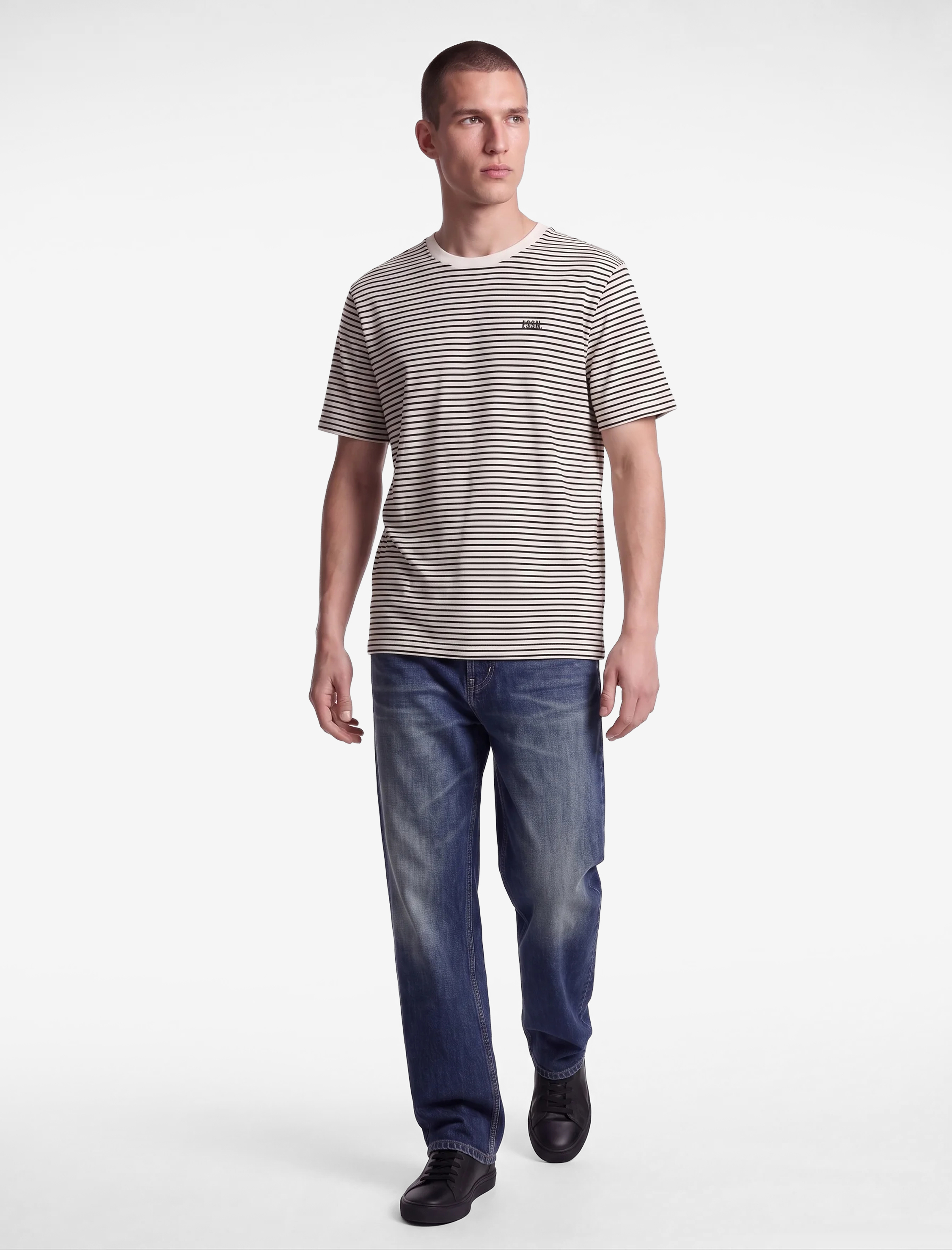 Koton Slim Fit Kısa Kollu Bisiklet Yaka Çizgili Tişört