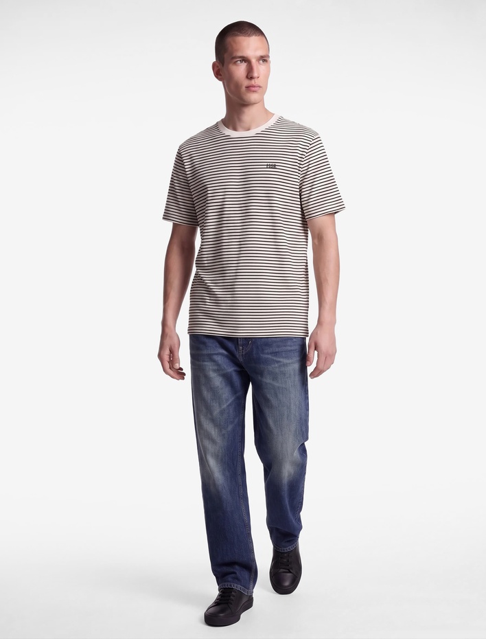  Slim Fit Kısa Kollu Bisiklet Yaka Çizgili Tişört