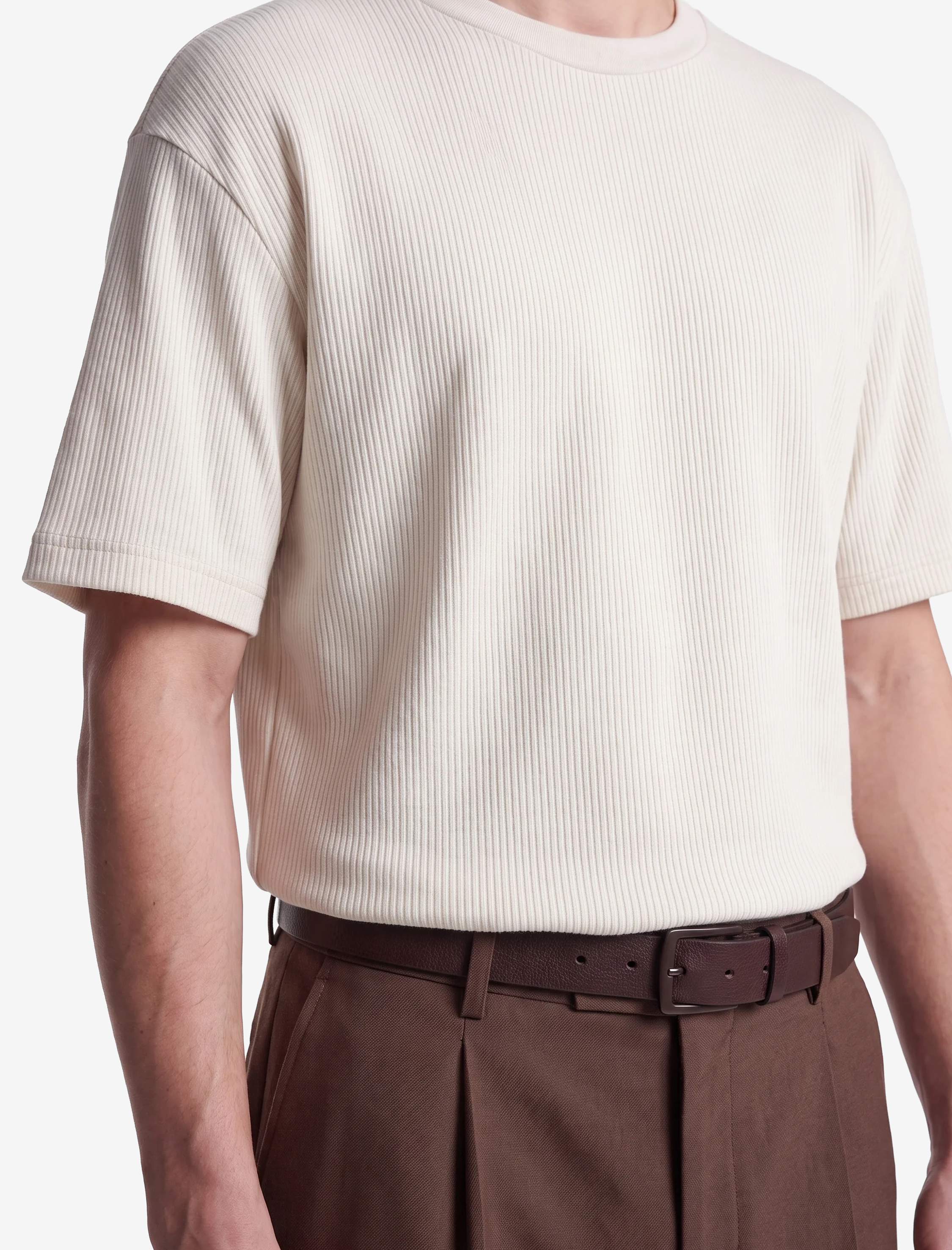 Koton Kısa Kollu Bisiklet Yaka Pamuklu Tok Kumaş Basic Oversize Tişört görsel 4