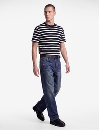 Kısa Kollu Bisiklet Yaka Slim Fit Çizgili Tişört