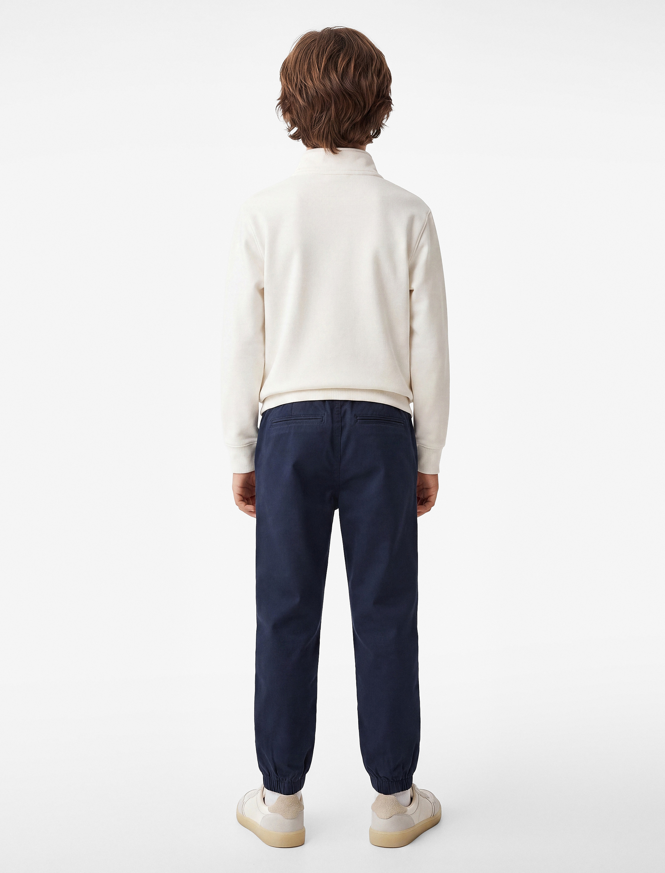  Erkek Çocuk Beli Bağcıklı Cepli Pamuklu Gabardin Jogger Pantolon