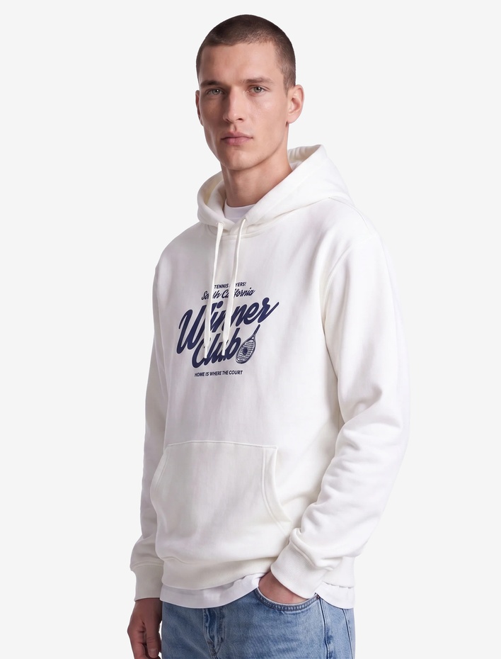  Regular Fit Uzun Kollu Kanguru Şardonlu Cepli Kapşonlu Baskılı Sweatshirt