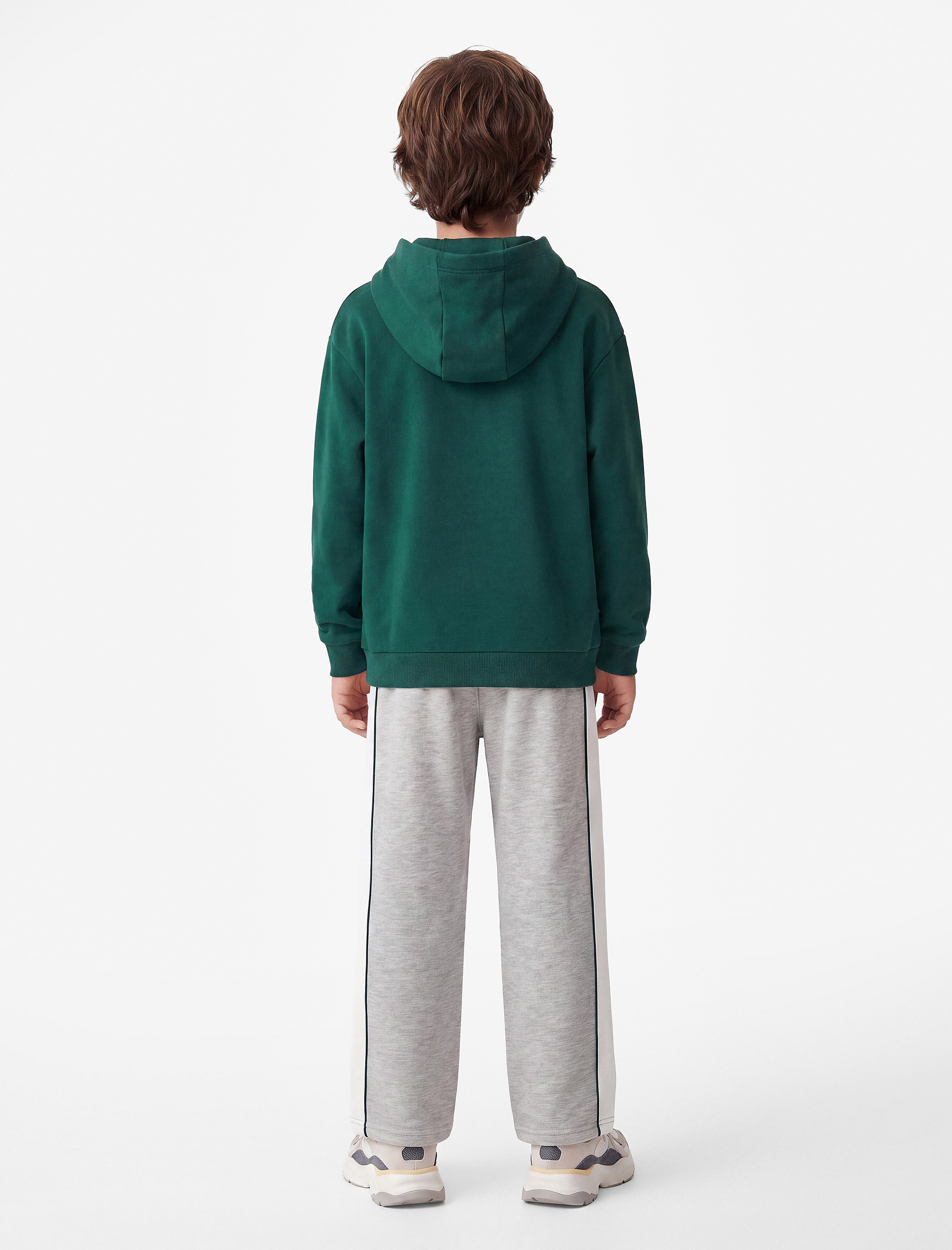  Erkek Çocuk Kartal Baskılı Kanguru Cepli Uzun Kollu Oversize Kapşonlu Sweatshirt