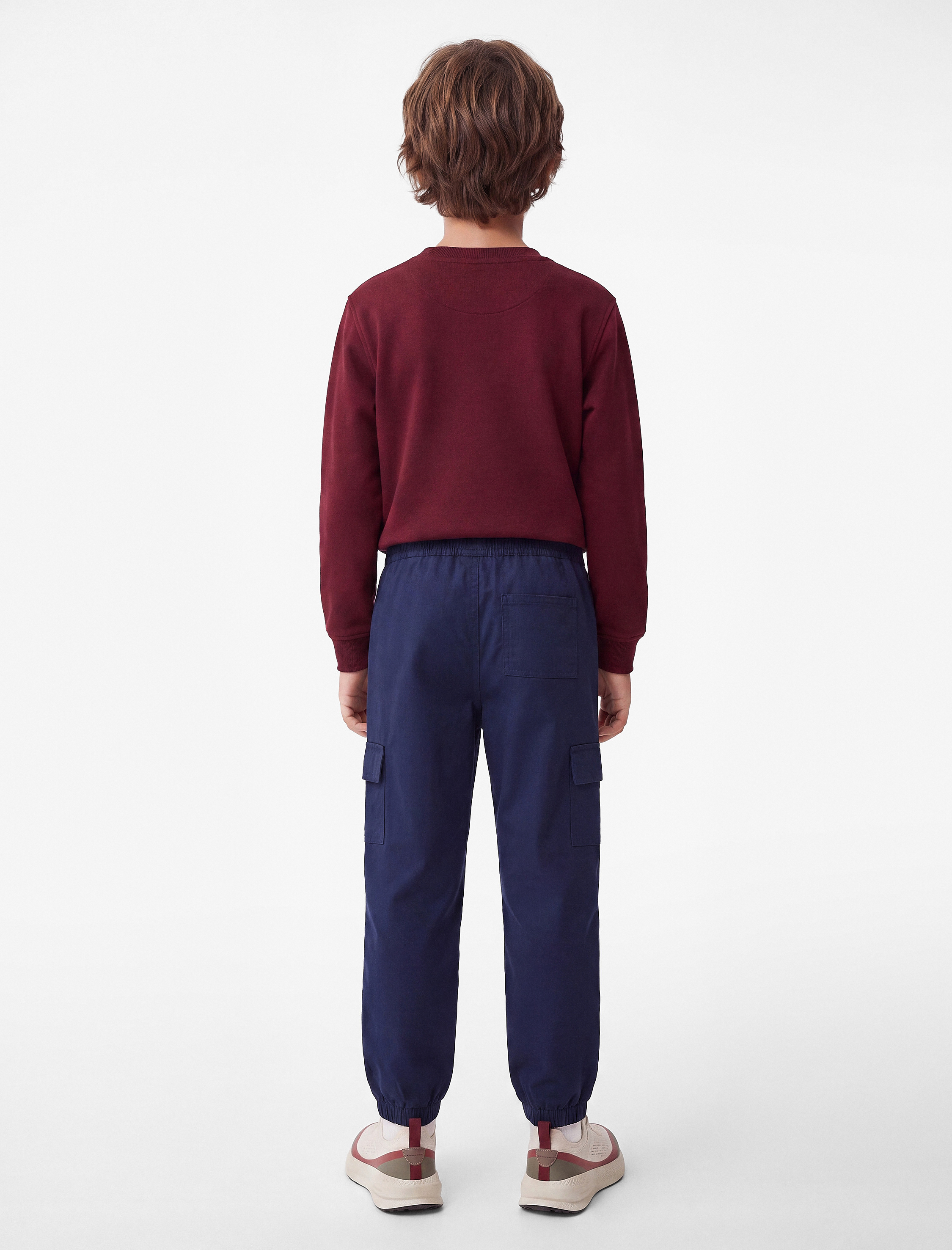  Erkek Çocuk Cep Detaylı Rahat Kesim Pamuklu Gabardin Jogger Pantolon