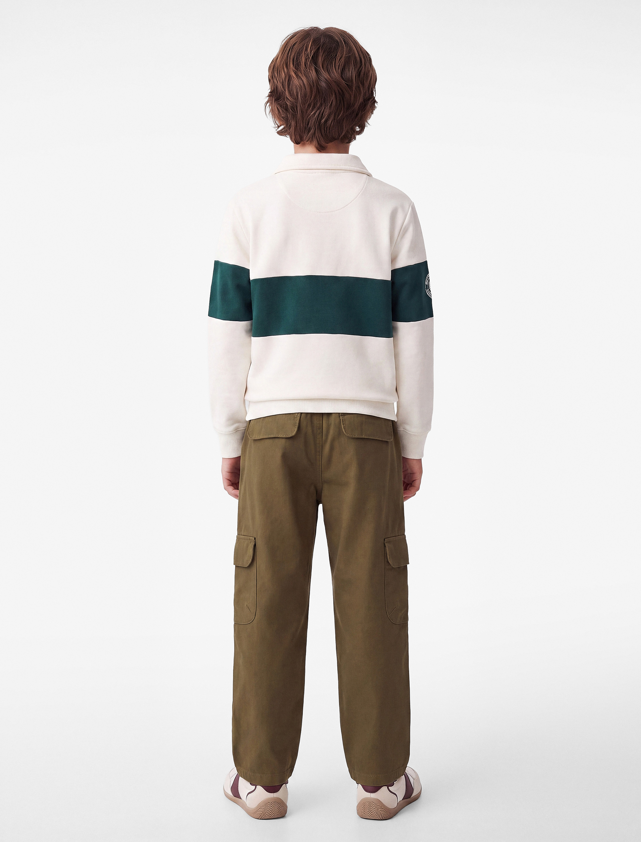  Erkek Çocuk Beli Lastikli Cepli Pamuklu Gabardin Oversize Kargo Pantolon