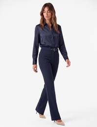 Kemerli Düşük Bel Slim Fit İspanyol Paça Pantolon