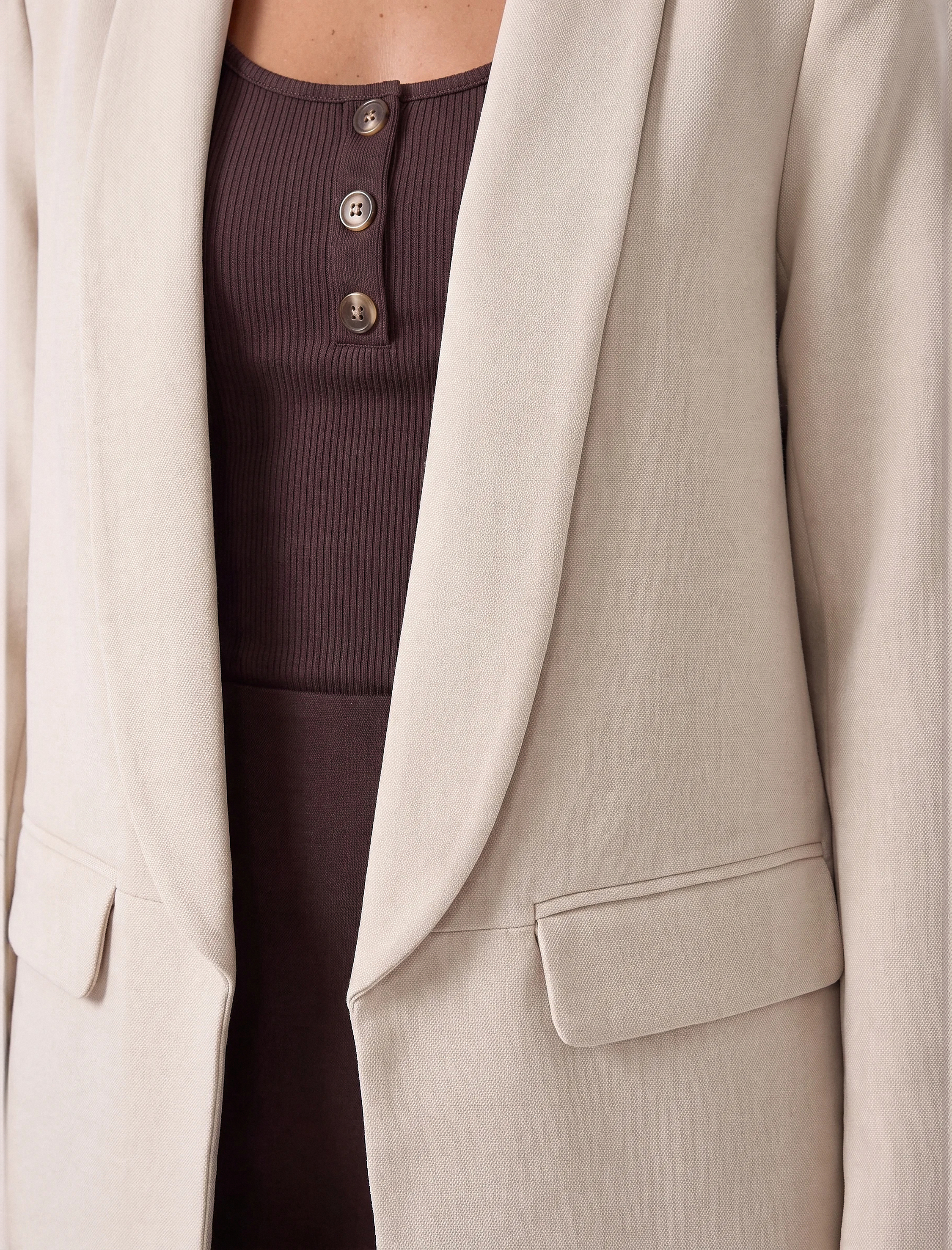 Koton Krep Kumaş Şal Yaka 3/4 Kollu Blazer Ceket görsel 5