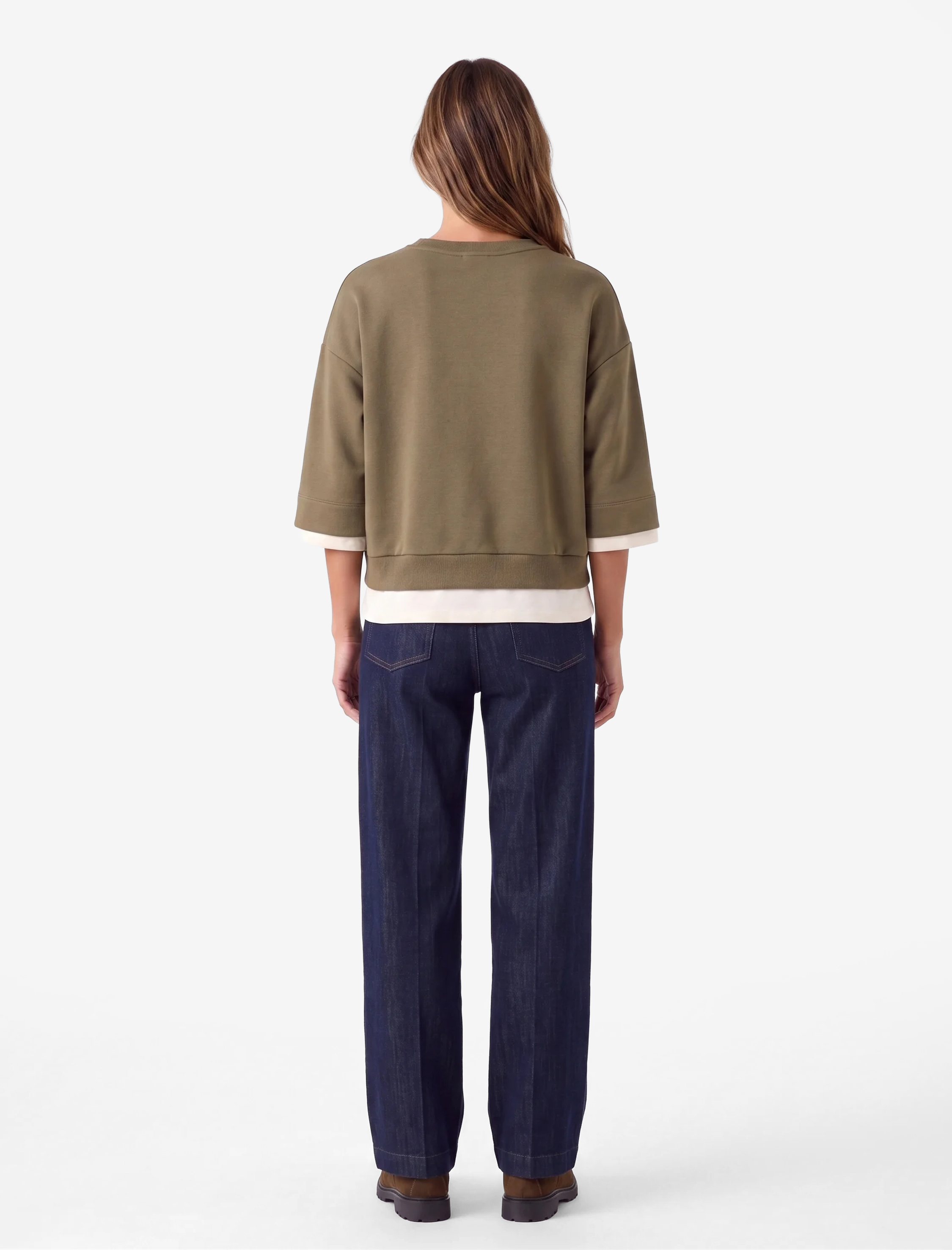 Koton Renk Bloklu Regular Fit Bisiklet Yaka 3/4 Kol Basic Sweatshirt görsel 3