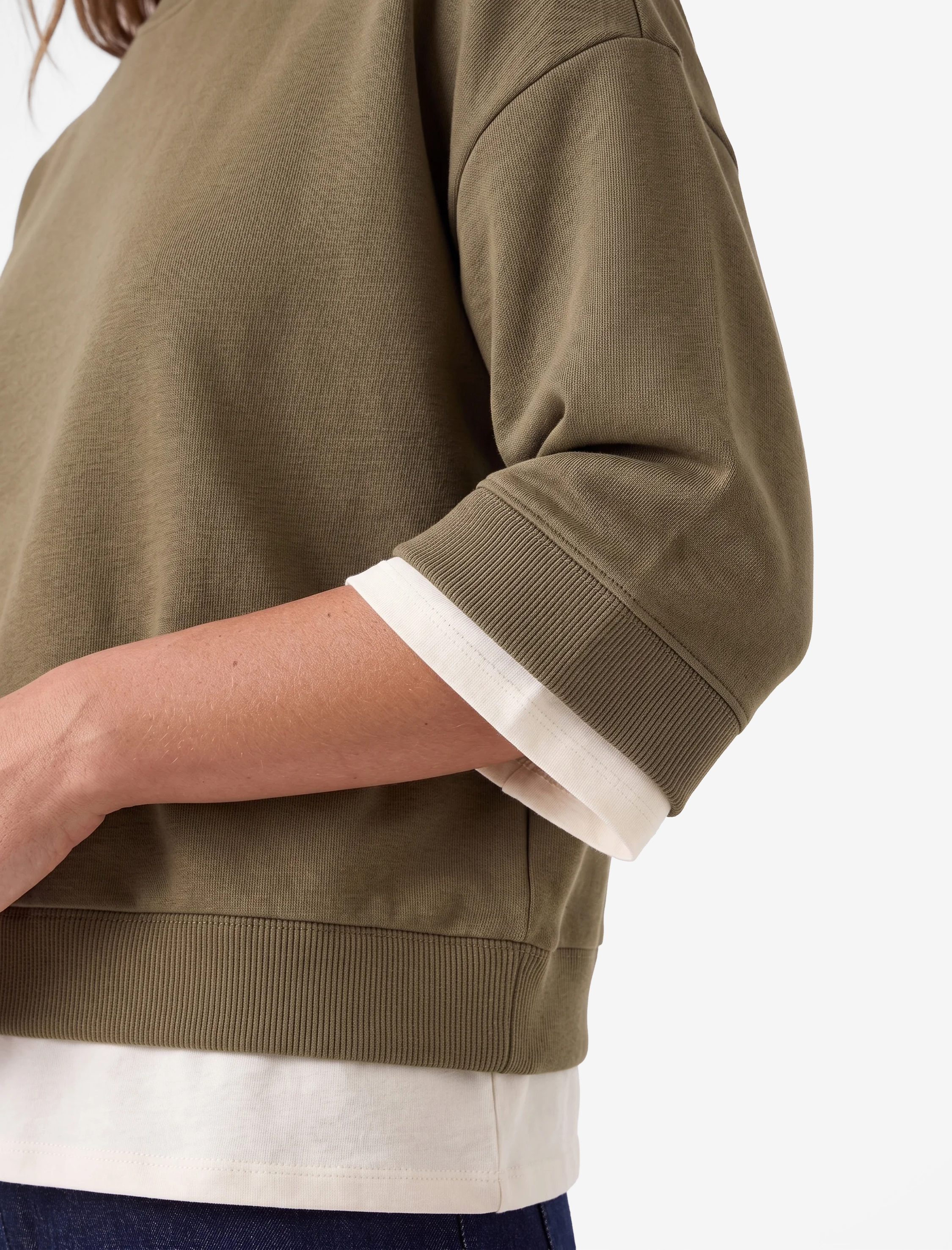Koton Renk Bloklu Regular Fit Bisiklet Yaka 3/4 Kol Basic Sweatshirt görsel 4