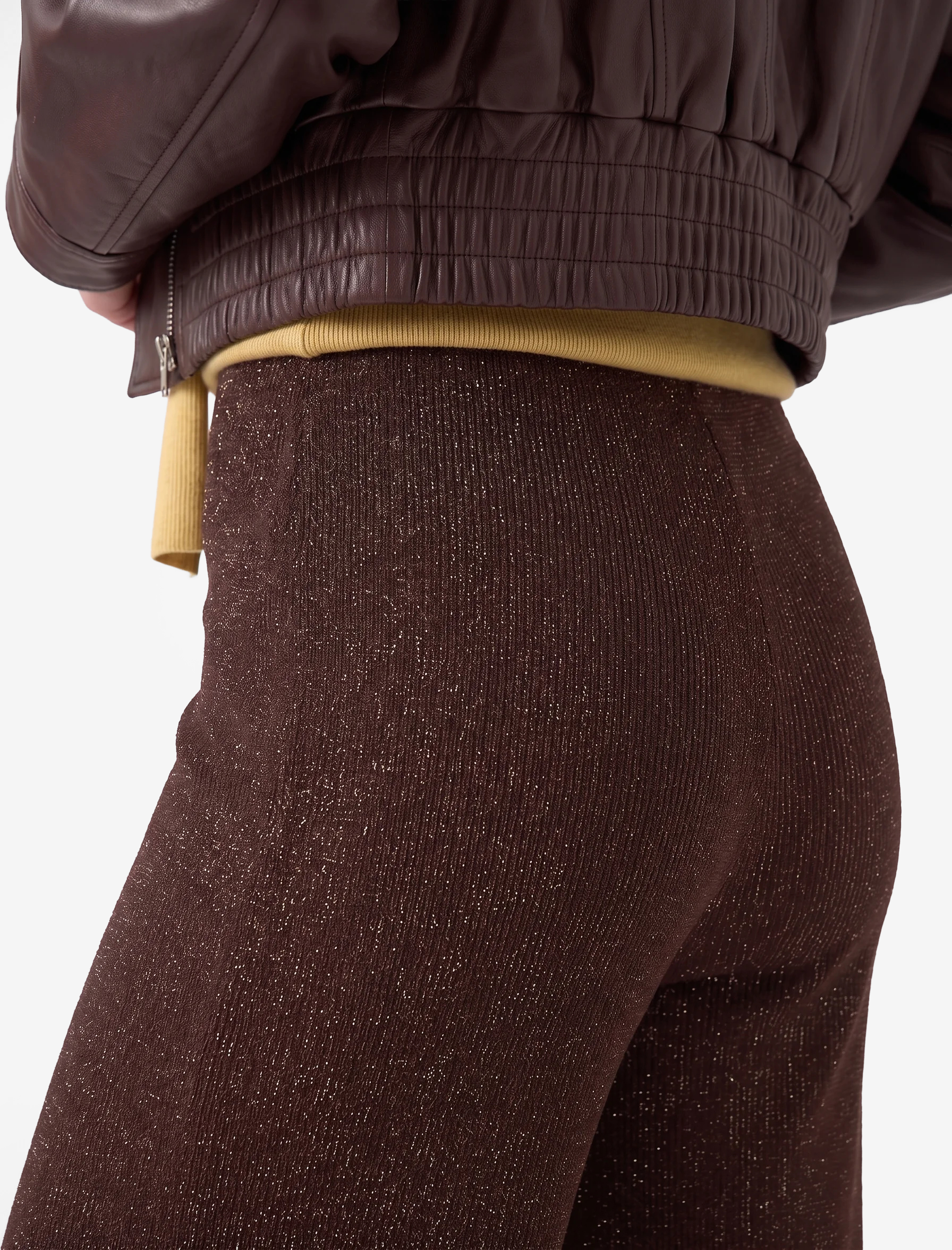Koton Normal Bel Regular Fit Metalik İplikli Geniş Paça Uzun Pantolon görsel 4