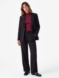 Regular Fit Fleto Çift Cepli Uzun Kollu Geniş Yaka Blazer Ceket