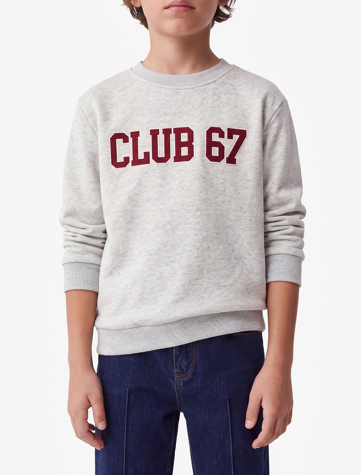 Erkek Çocuk Baskılı Şardonlu Bisiklet Yaka Uzun Kollu Sweatshirt