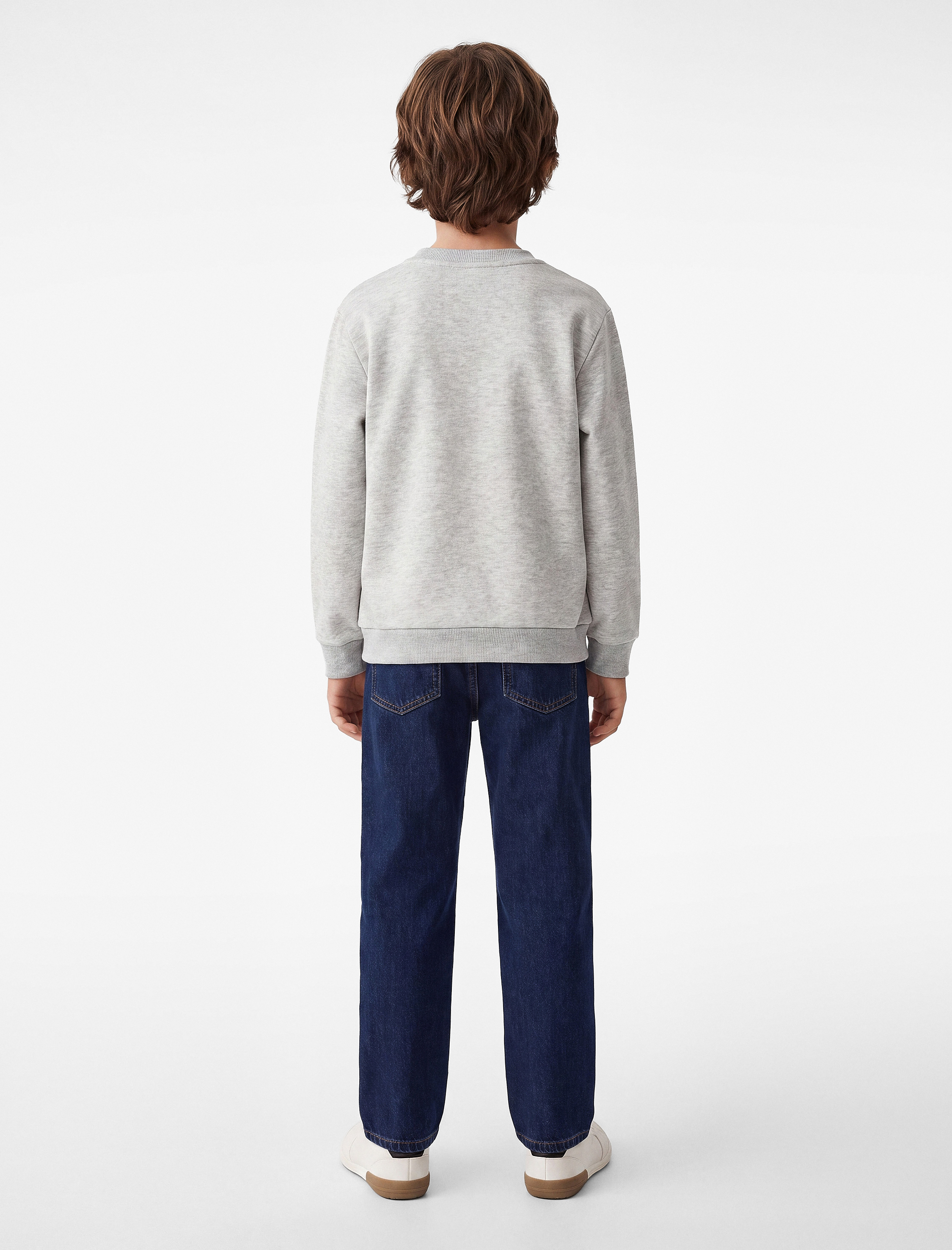  Erkek Çocuk Baskılı Şardonlu Bisiklet Yaka Uzun Kollu Sweatshirt