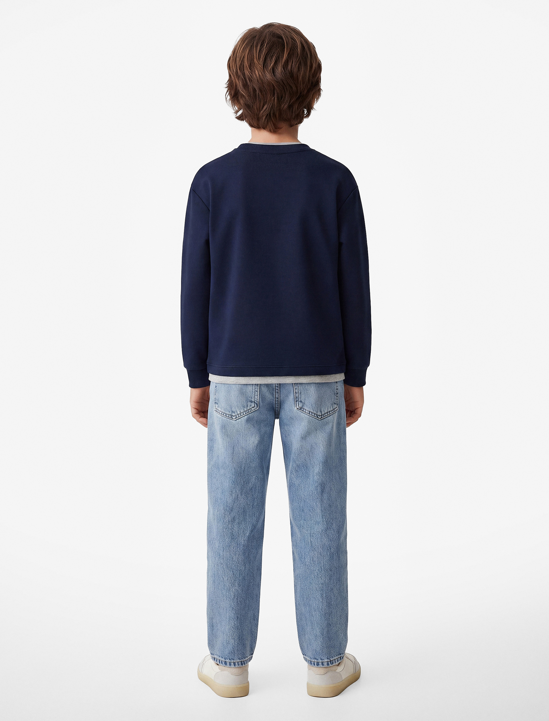  Erkek Çocuk Viskon Karışımlı Bisiklet Yaka Uzun Kollu Sweatshirt