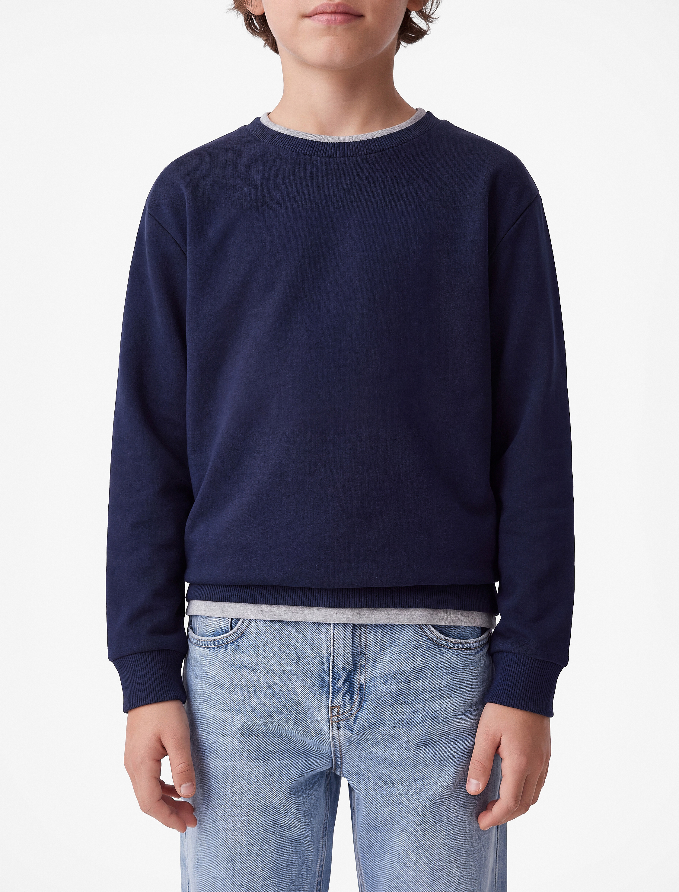  Erkek Çocuk Viskon Karışımlı Bisiklet Yaka Uzun Kollu Sweatshirt