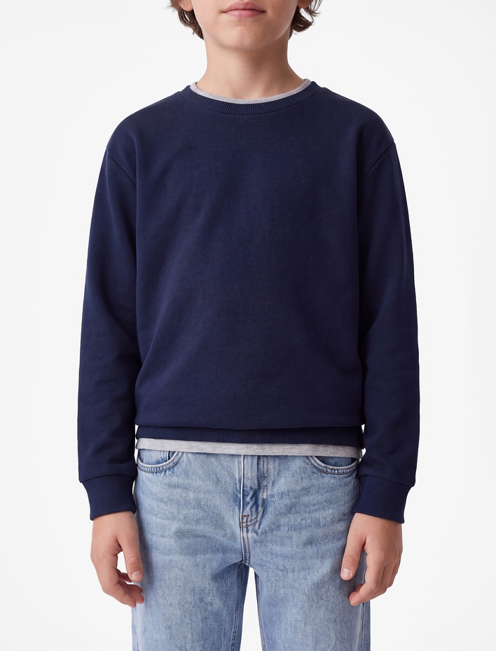 Erkek Çocuk Viskon Karışımlı Bisiklet Yaka Uzun Kollu Sweatshirt