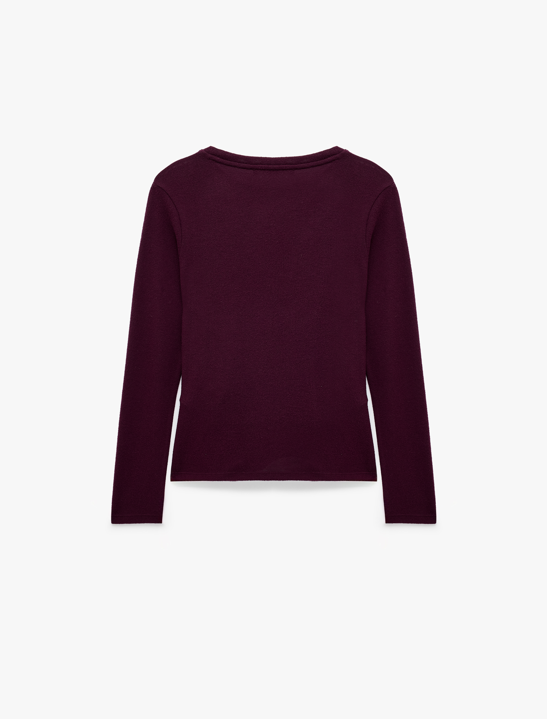   Bisiklet Yaka Uzun Kollu Slim Fit Drapeli Asimetrik Bağlama Detaylı Yumuşak Dokulu Tişört