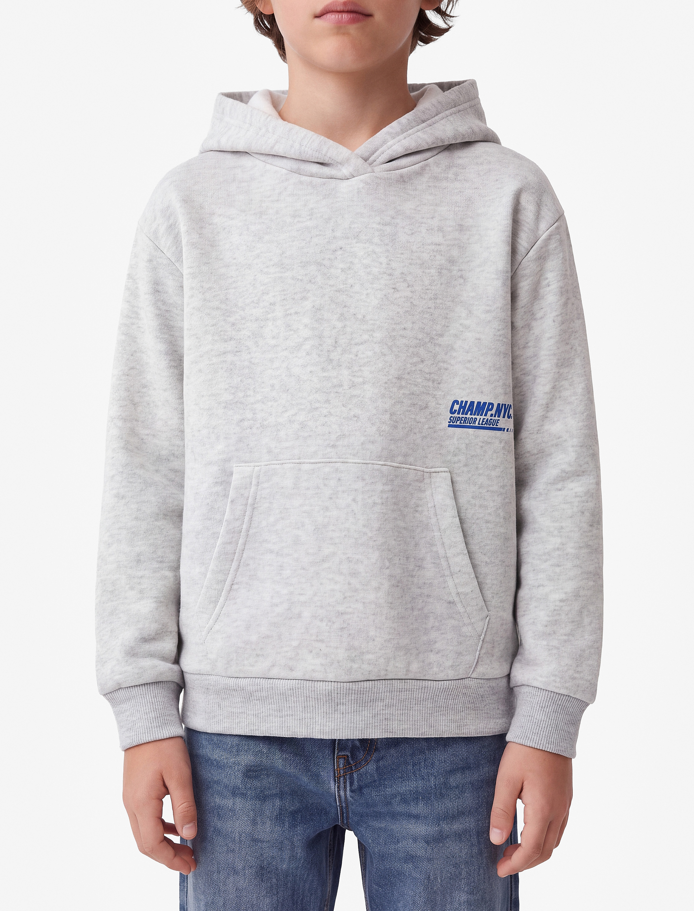  Erkek Çocuk Uzun Kollu Baskılı Şardonlu Kanguru Cep Kapşonlu Sweatshirt