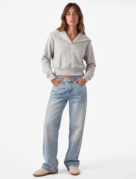 Regular Fit Modal Kumaş Uzun Kollu Devrik Yaka Basic Sweatshirt