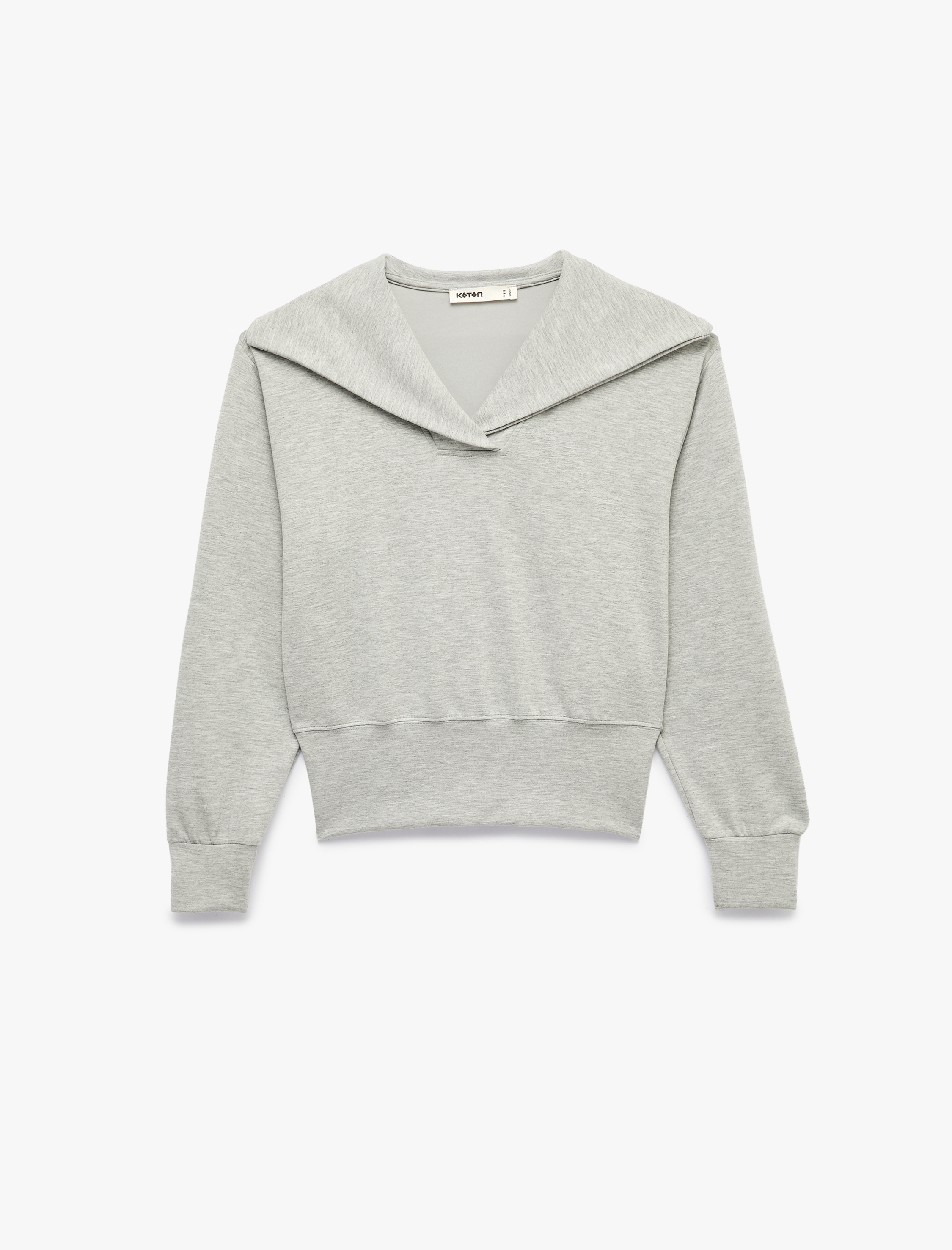  Regular Fit Modal Kumaş Uzun Kollu Devrik Yaka Basic Sweatshirt